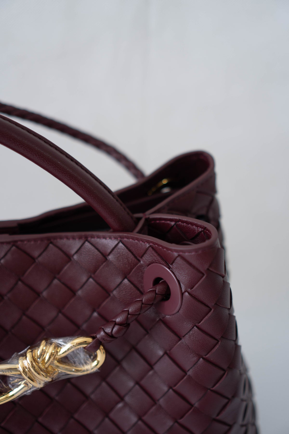 Andiamo Medium Bag – Burgundy Intrecciato Nappa Leather in Gold Hardware