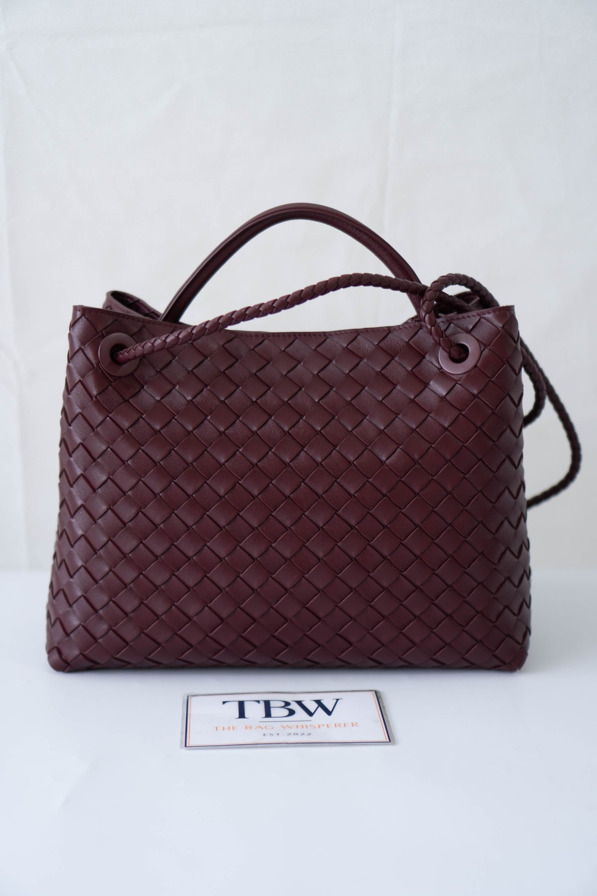 Andiamo Medium Bag – Burgundy Intrecciato Nappa Leather in Gold Hardware