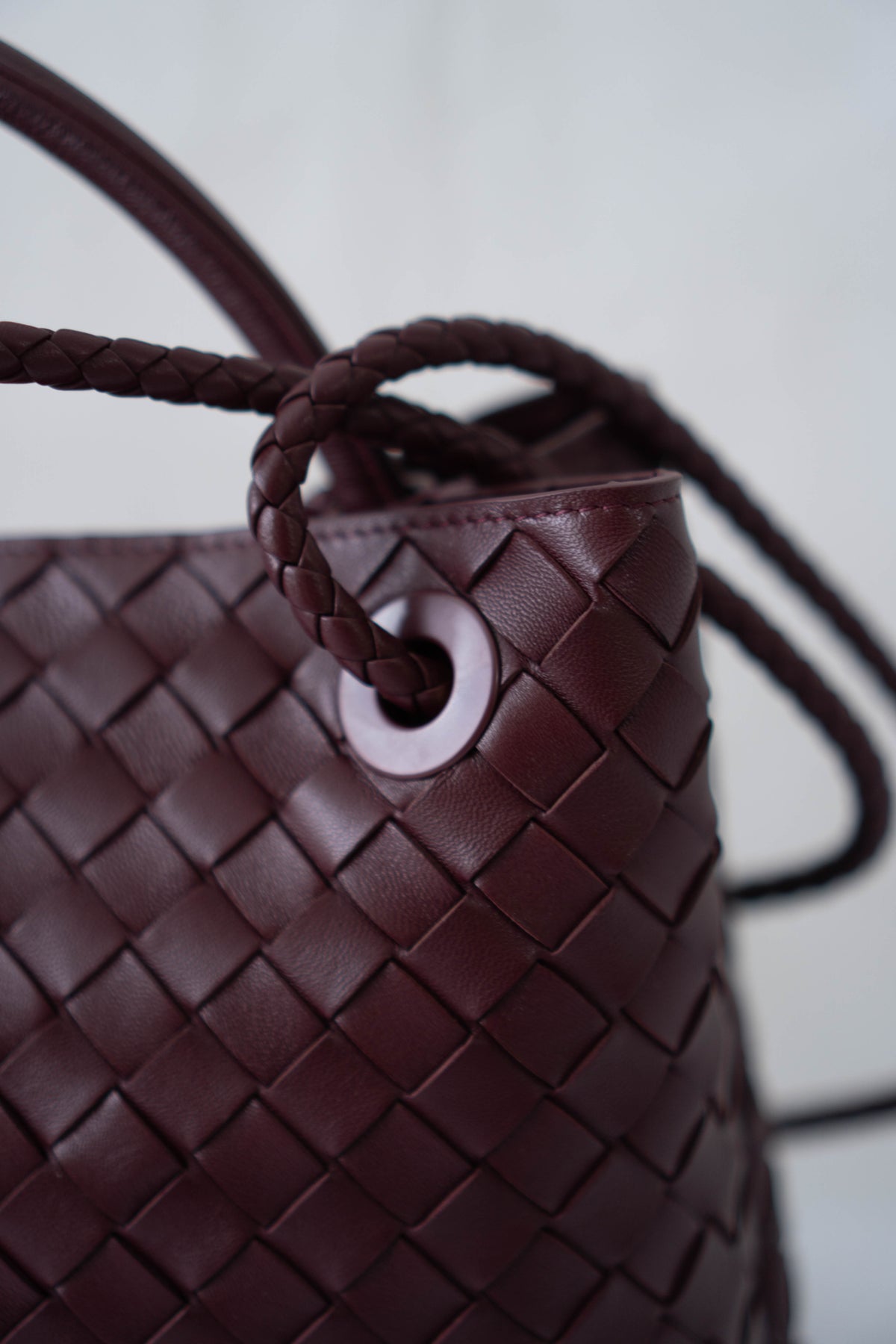 Andiamo Medium Bag – Burgundy Intrecciato Nappa Leather in Gold Hardware