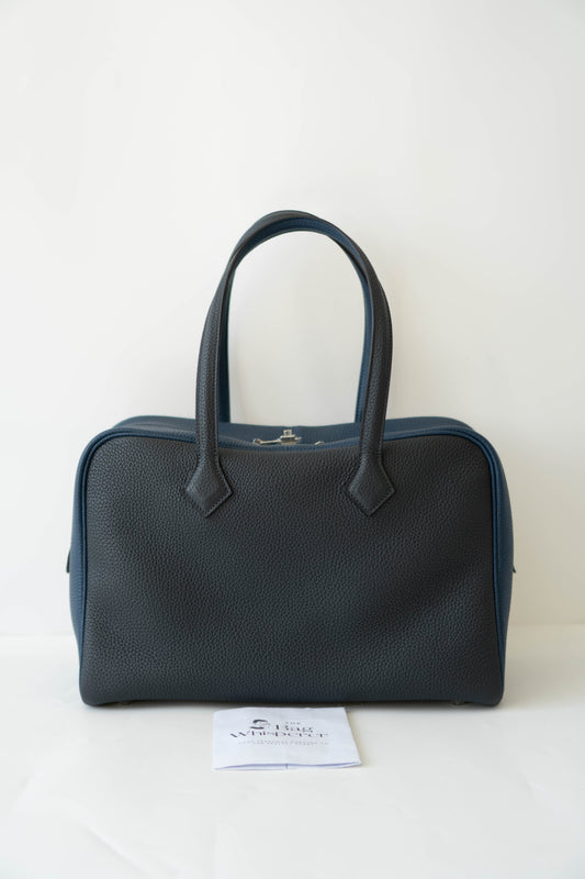 Victoria II 35 in Royal Blue/Navy Blue Taurillon Clemence with Palladium Hardware