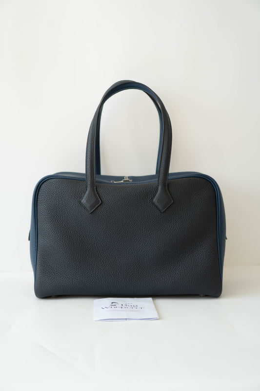Victoria II 35 in Royal Blue/Navy Blue Taurillon Clemence with Palladium Hardware