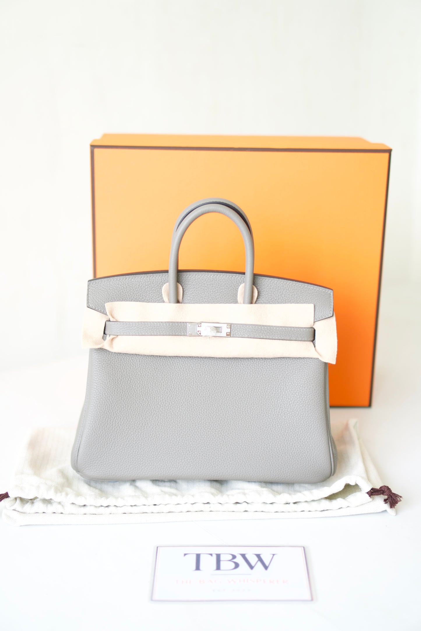 BK 25 – Gris Meyer Togo Leather with Palladium Hardware