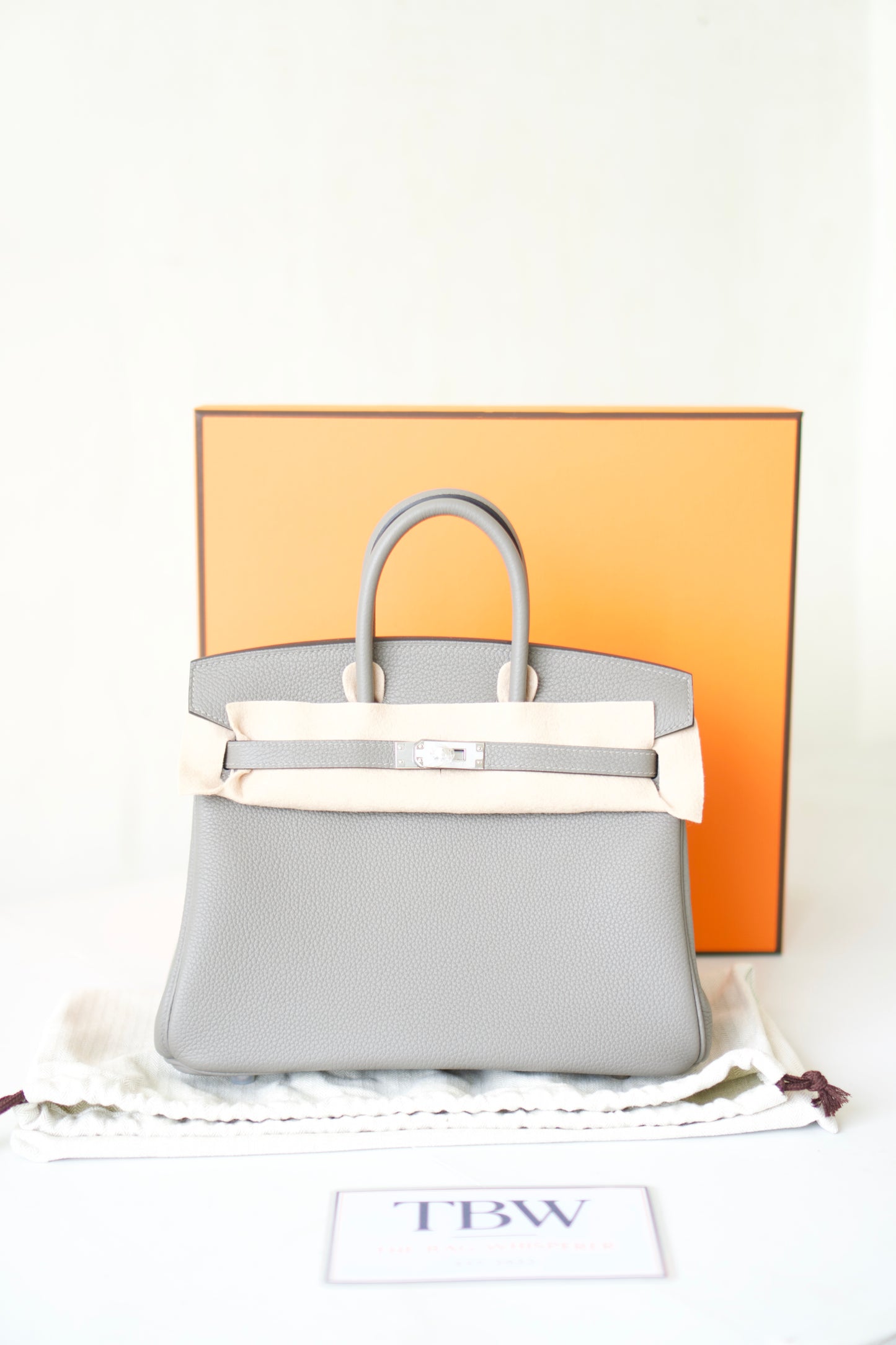 BK 25 – Gris Meyer Togo Leather with Palladium Hardware