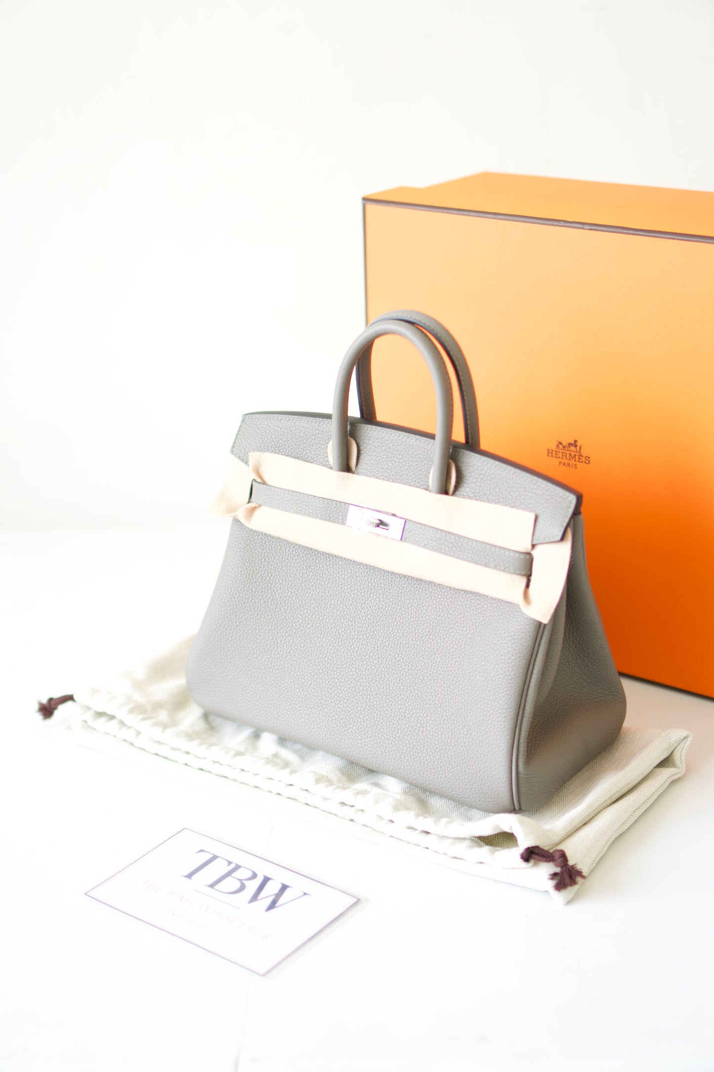 BK 25 – Gris Meyer Togo Leather with Palladium Hardware