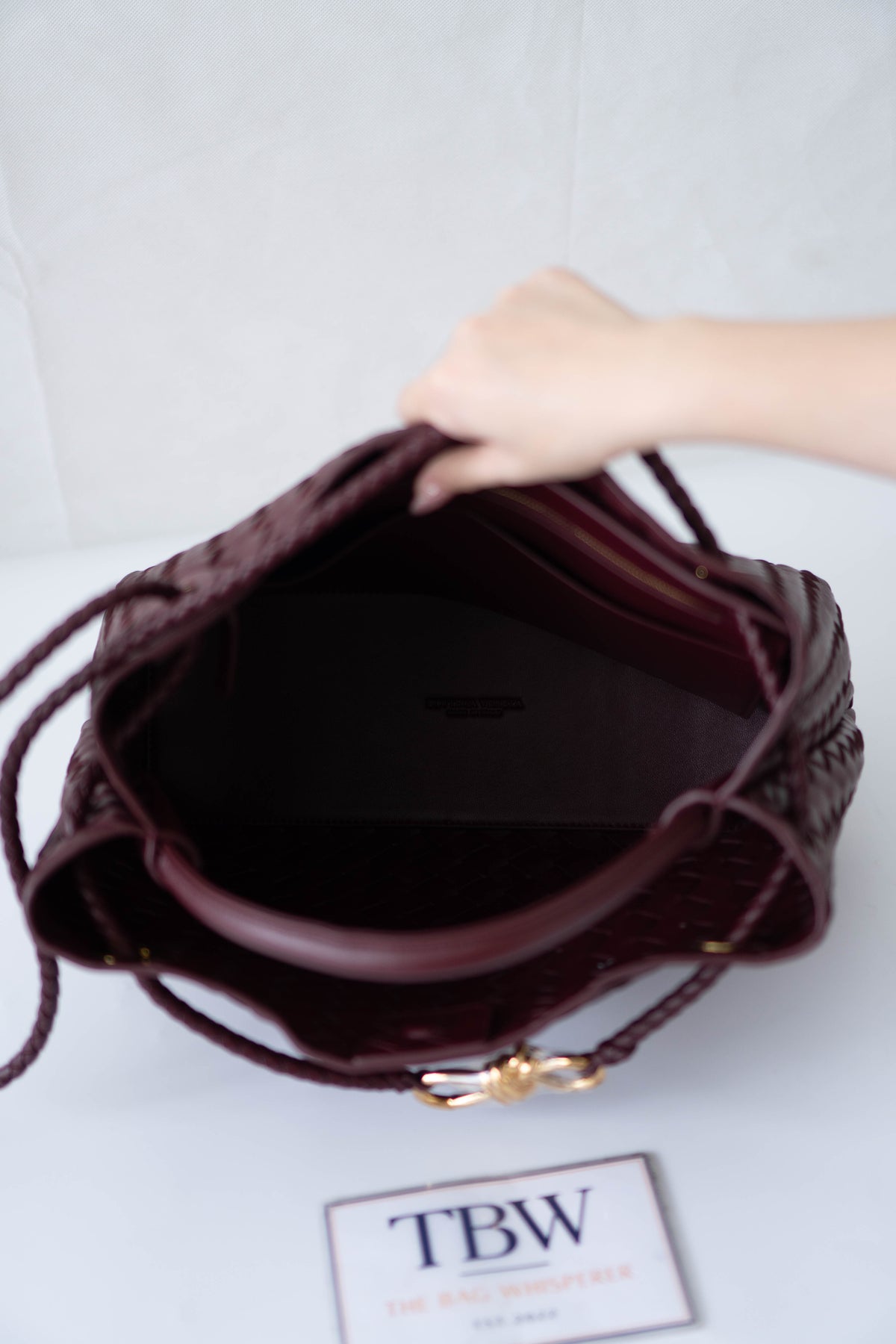 Andiamo Medium Bag – Burgundy Intrecciato Nappa Leather in Gold Hardware