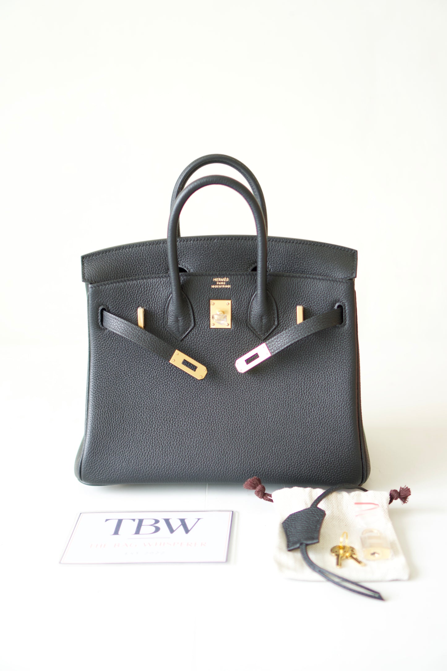 BK 25 – Noir Togo Leather with Gold Hardware