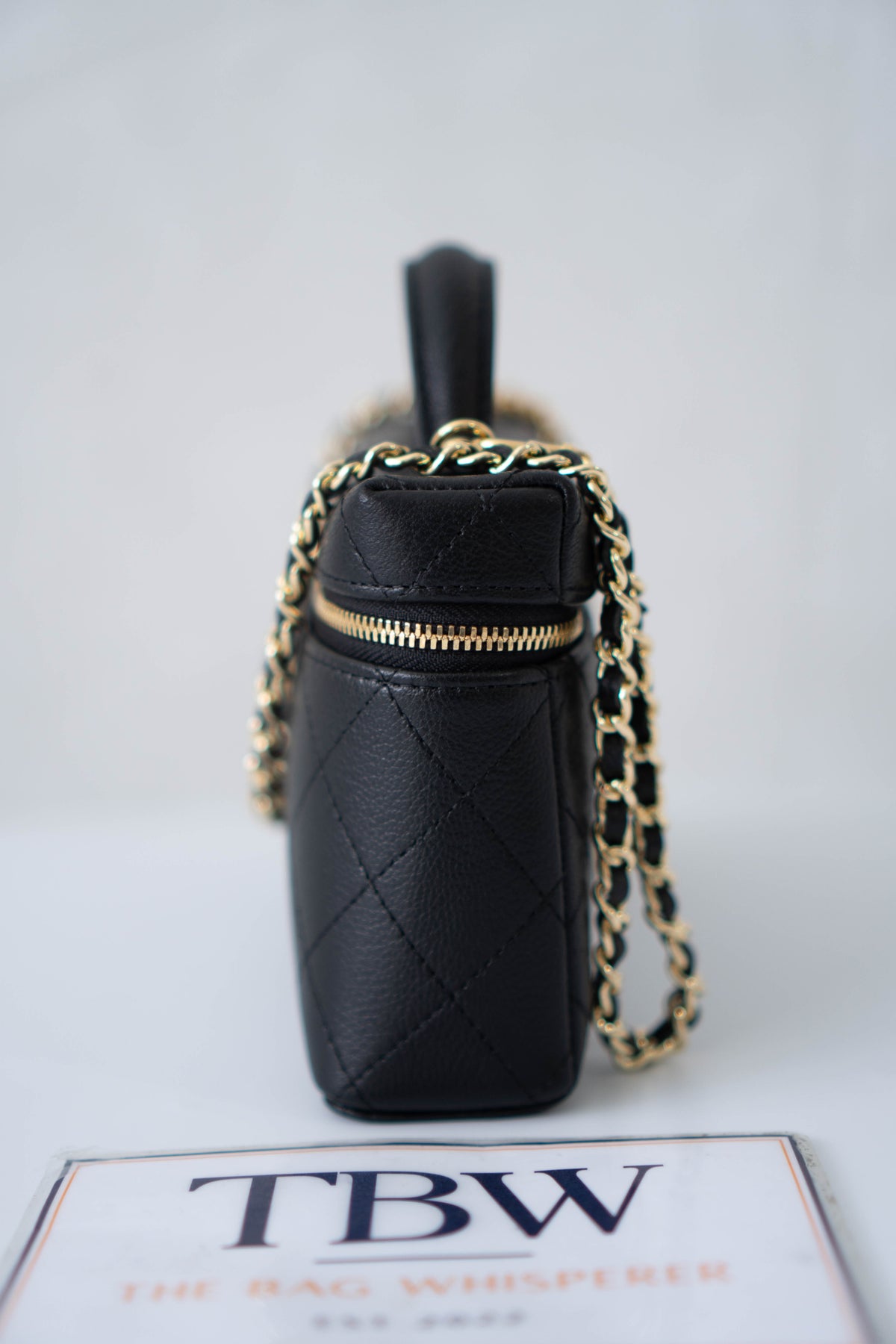 CC Vanity Case with Top Handle Small – Black Caviar Leather with Gold Hardware