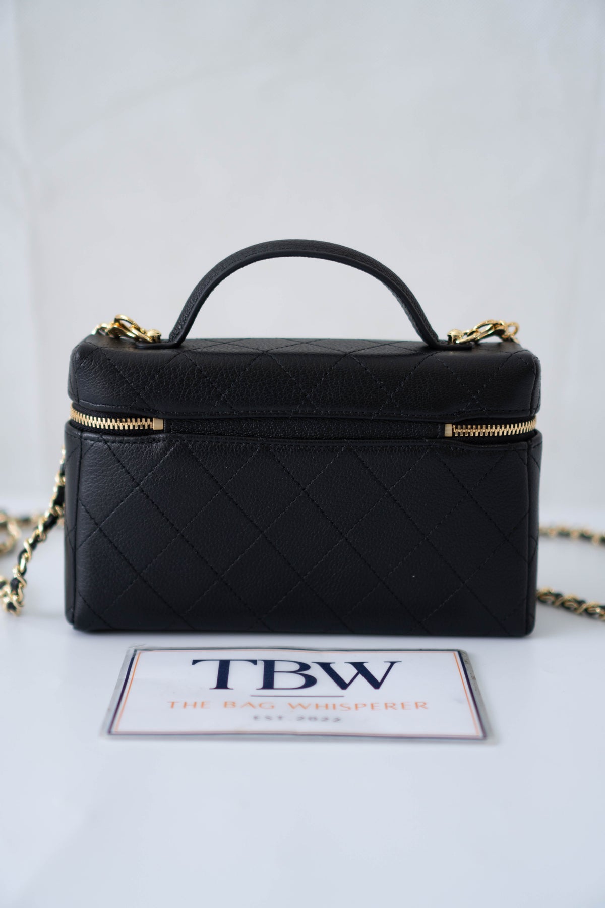 CC Vanity Case with Top Handle Small – Black Caviar Leather with Gold Hardware