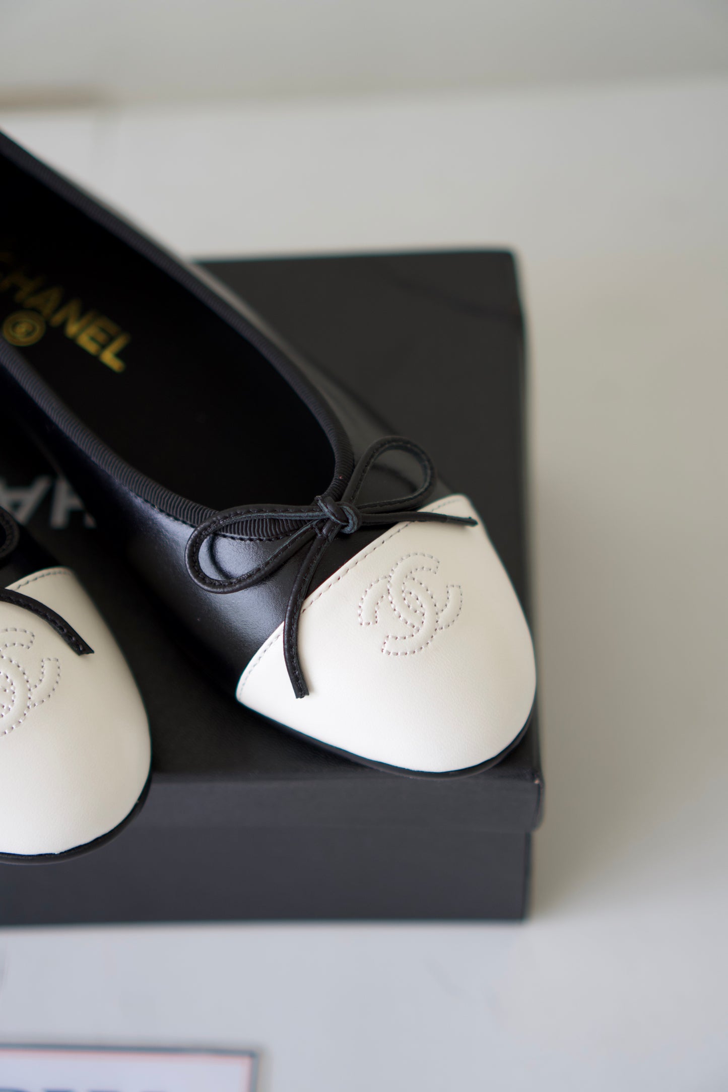 Classic Two-Tone Ballet Flats – Black & White Lambskin