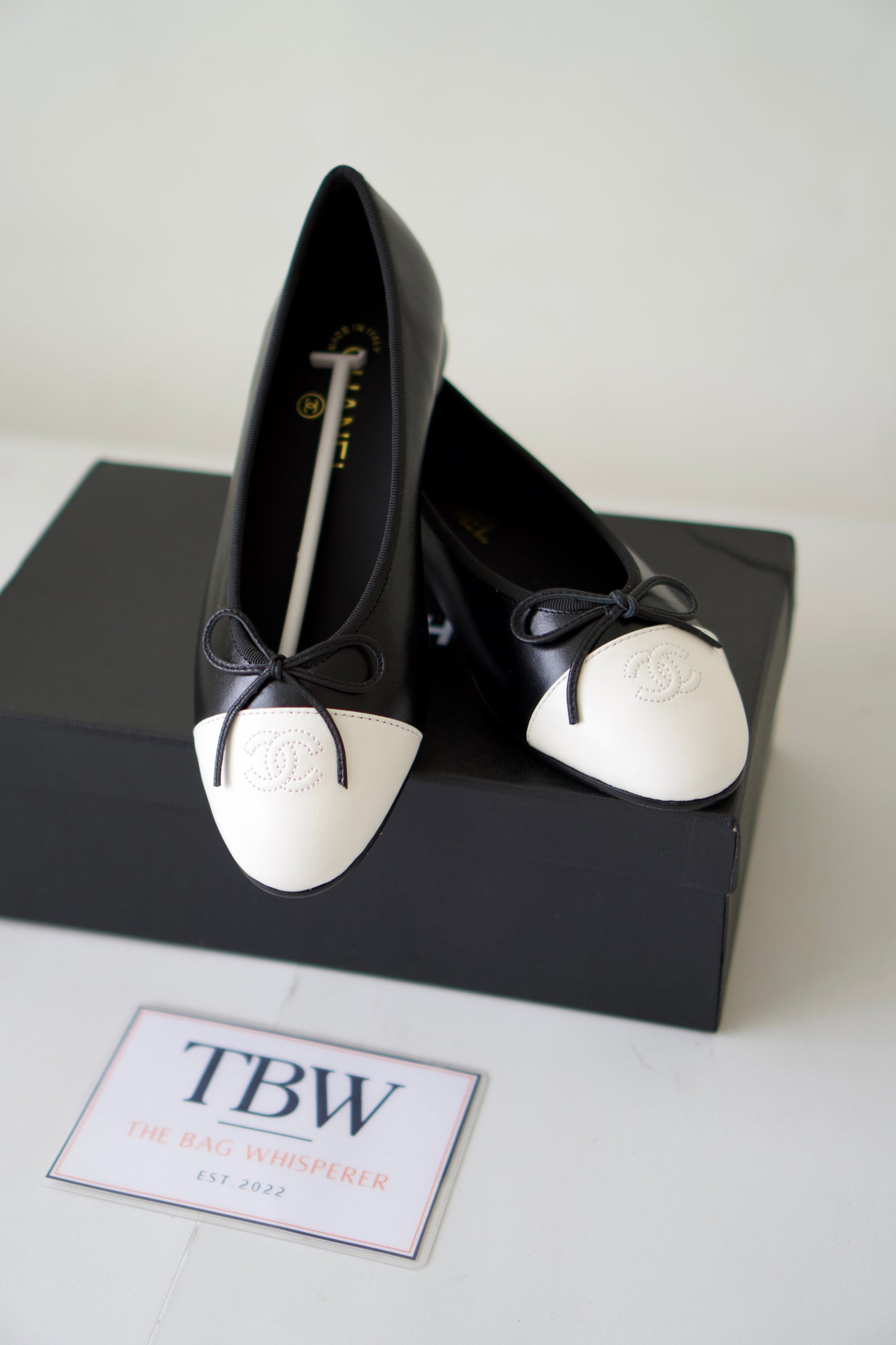Classic Two-Tone Ballet Flats – Black & White Lambskin