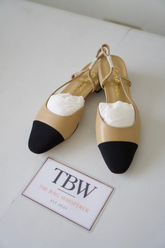 Classic Slingback Pumps – Beige & Black