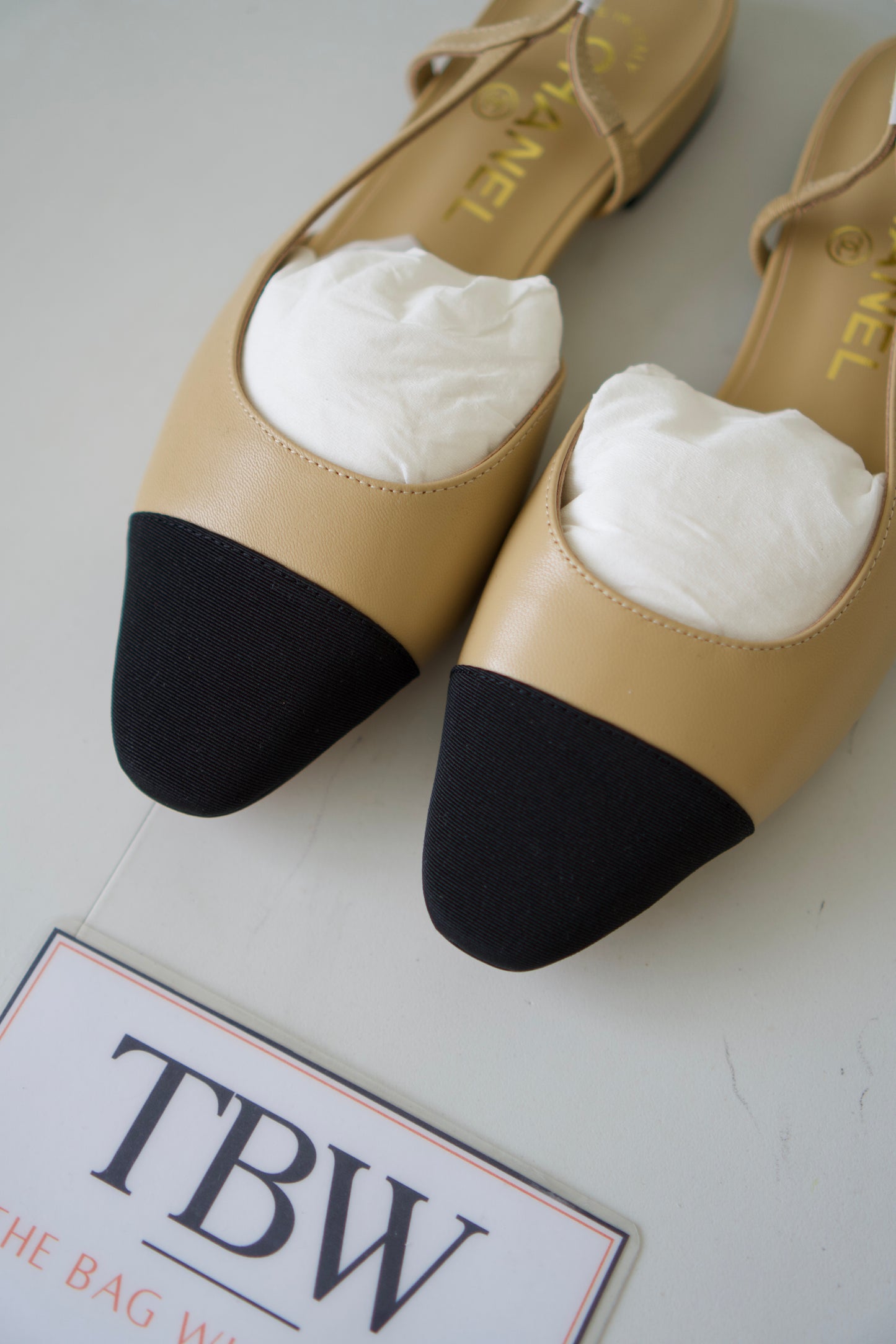 Classic Slingback Pumps – Beige & Black