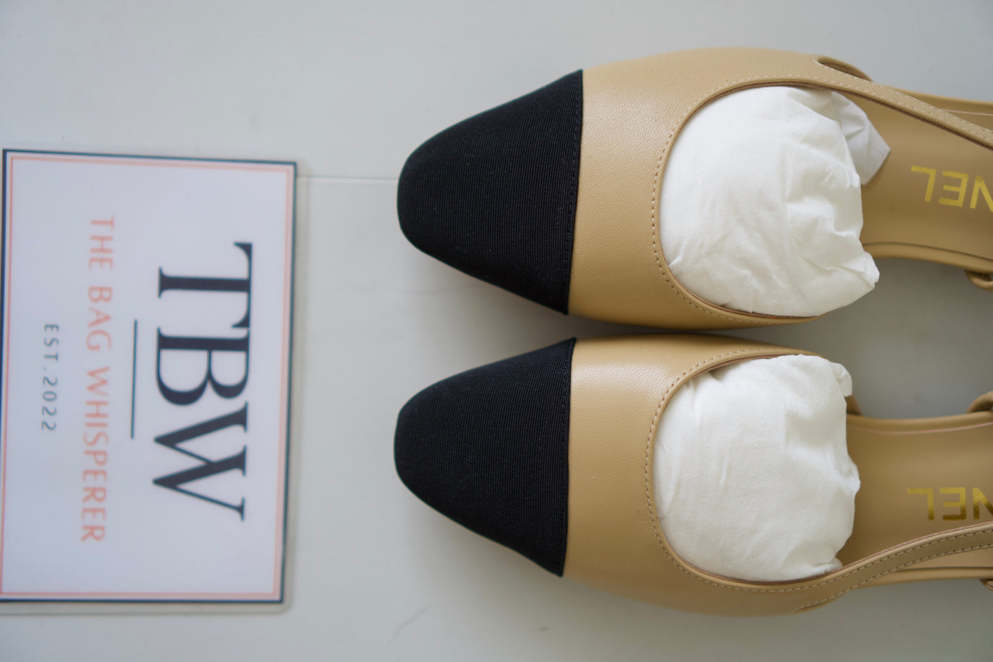 Classic Slingback Pumps – Beige & Black