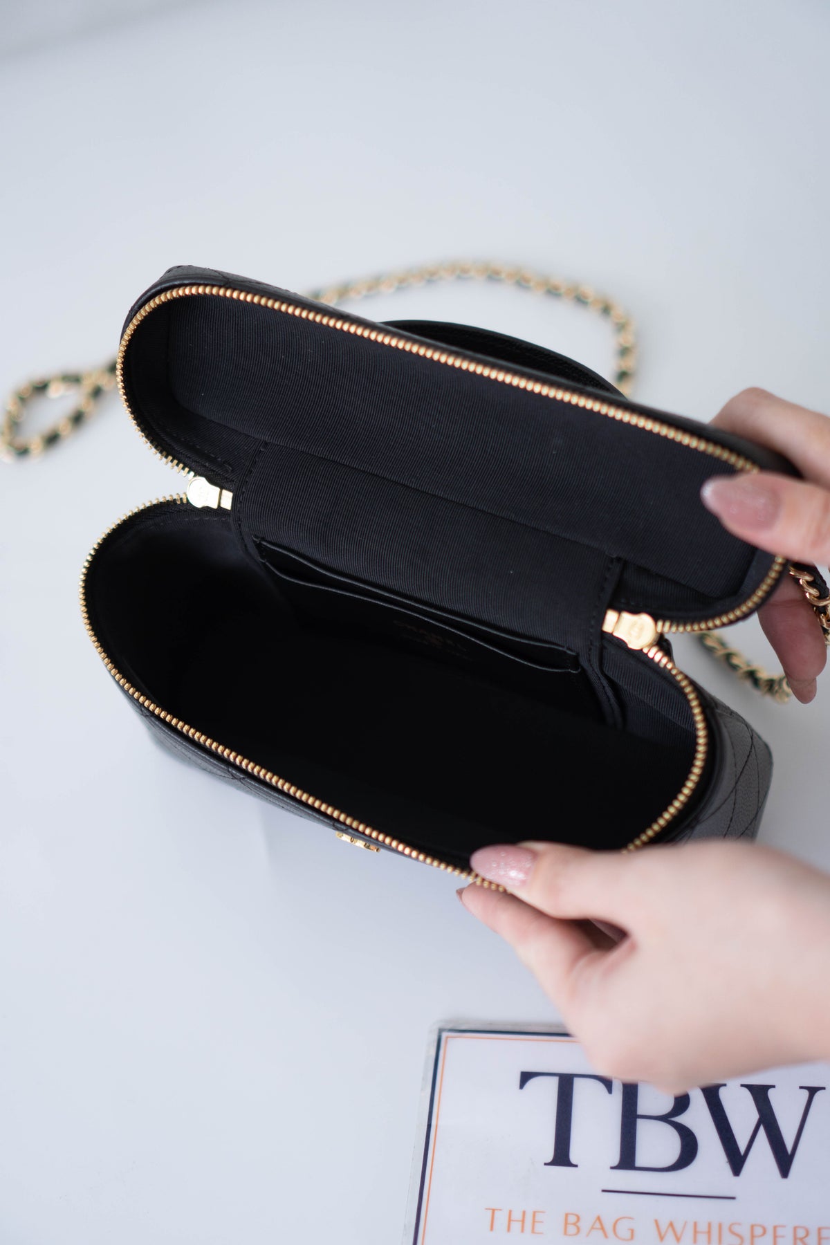 CC Vanity Case with Top Handle Small – Black Caviar Leather with Gold Hardware