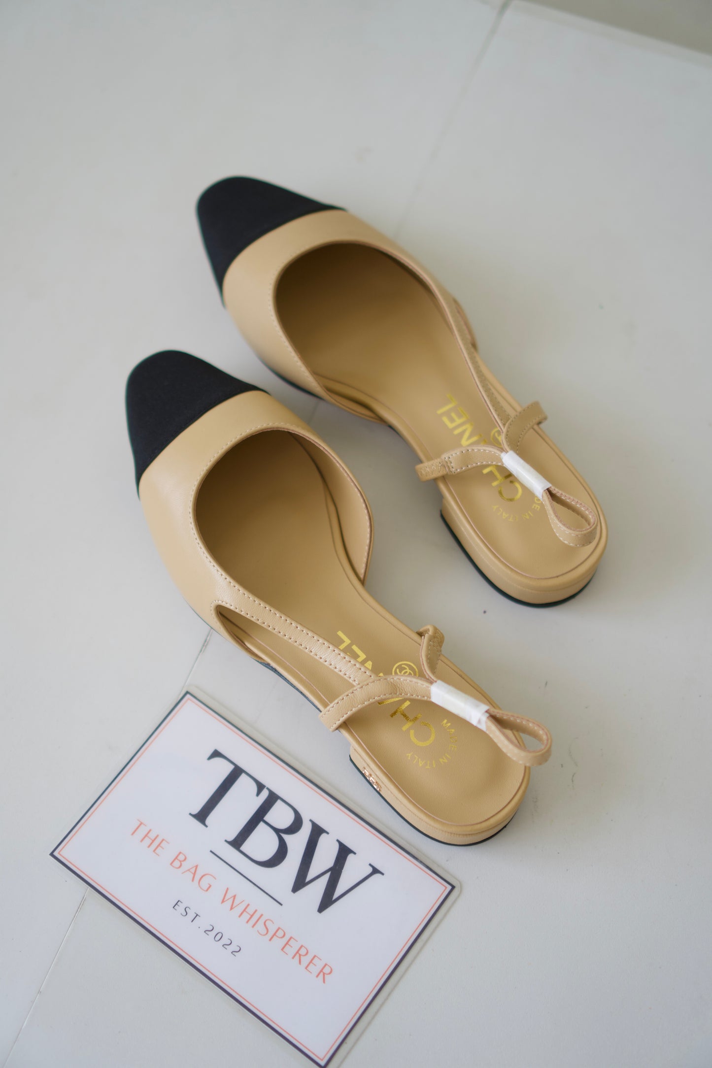 Classic Slingback Pumps – Beige & Black