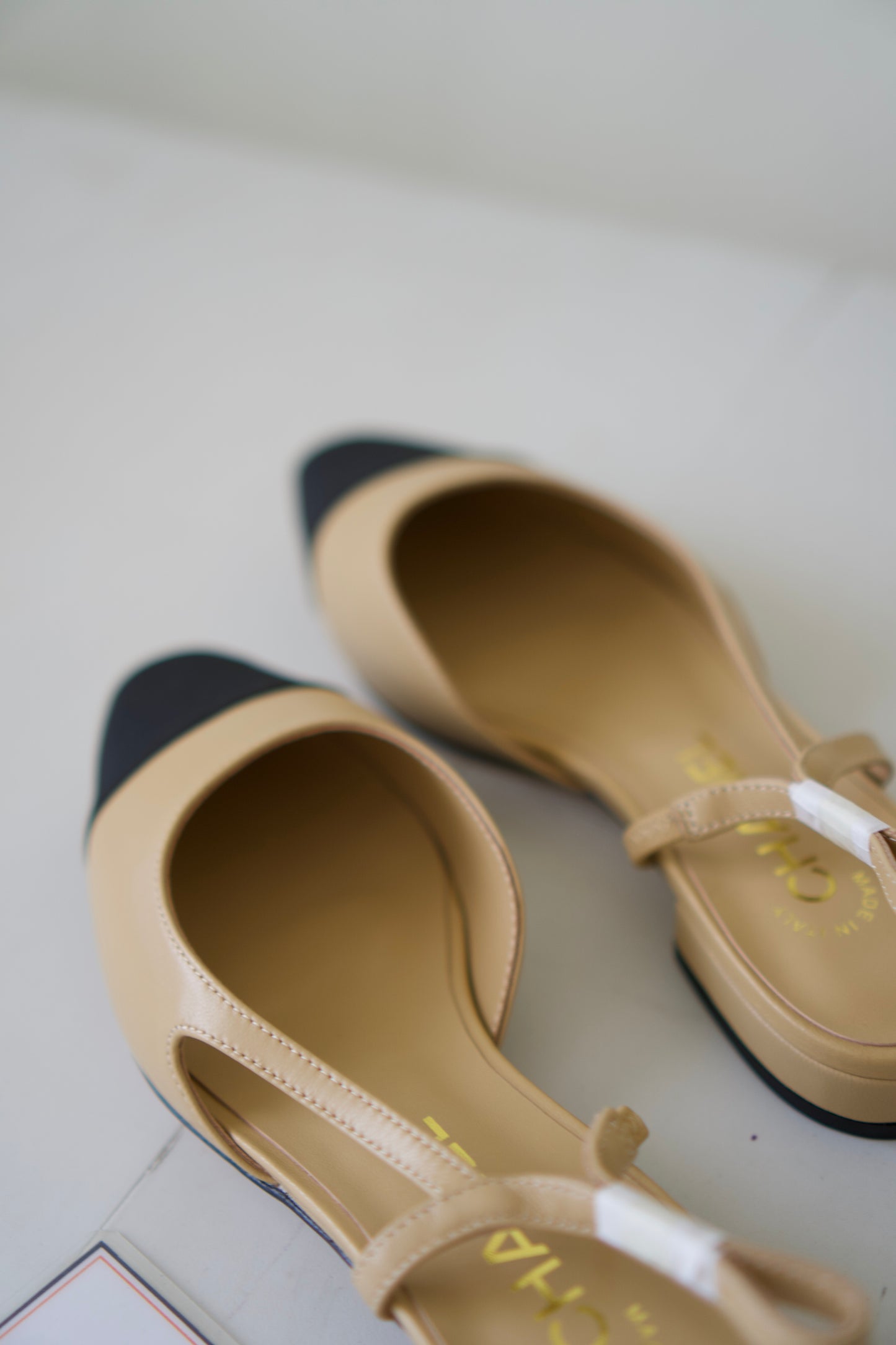 Classic Slingback Pumps – Beige & Black