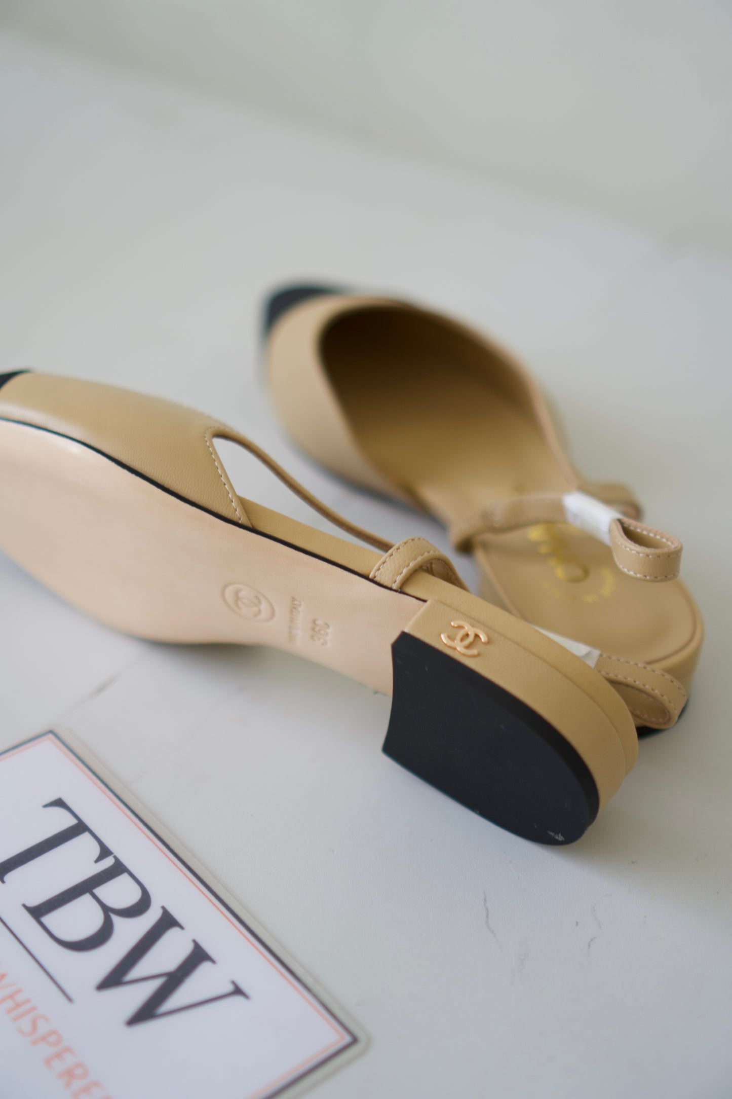 Classic Slingback Pumps – Beige & Black