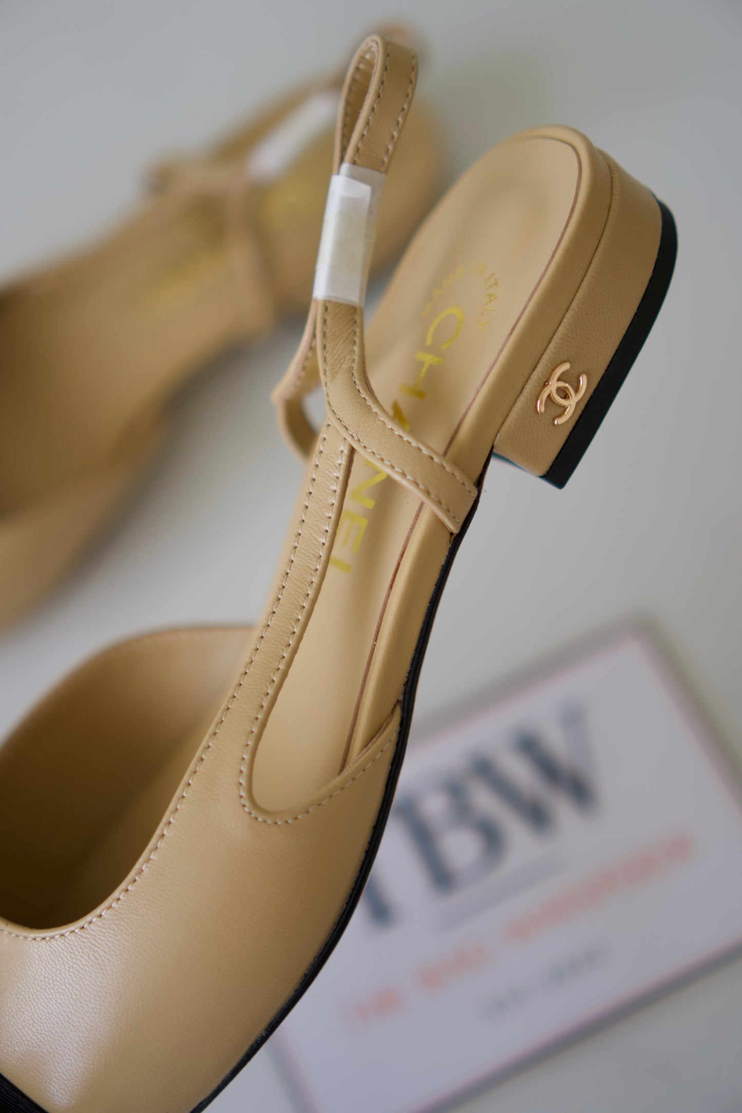 Classic Slingback Pumps – Beige & Black
