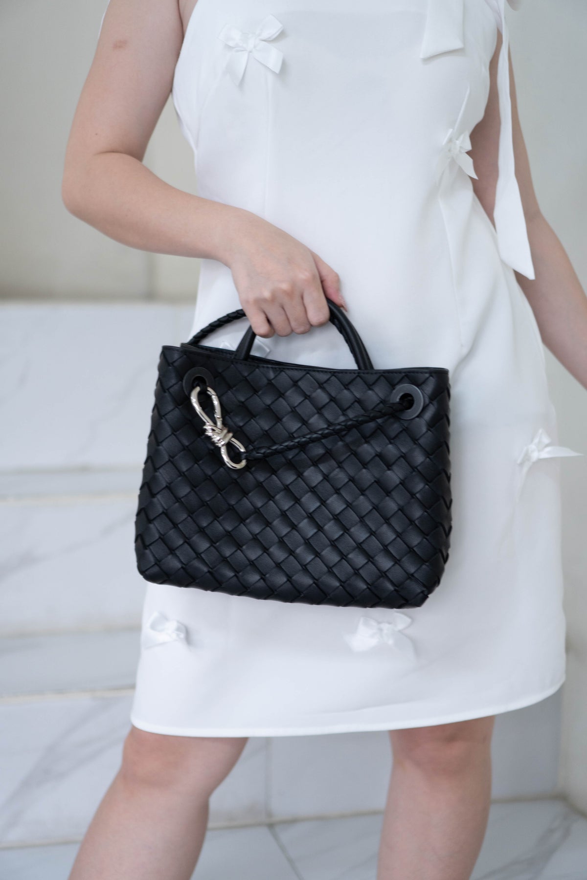 Andiamo Small Bag – Black Intrecciato Nappa Leather