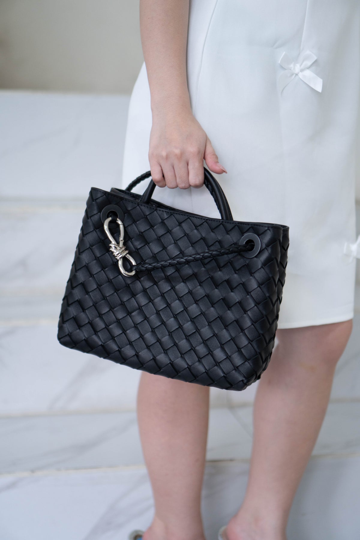 Andiamo Small Bag – Black Intrecciato Nappa Leather