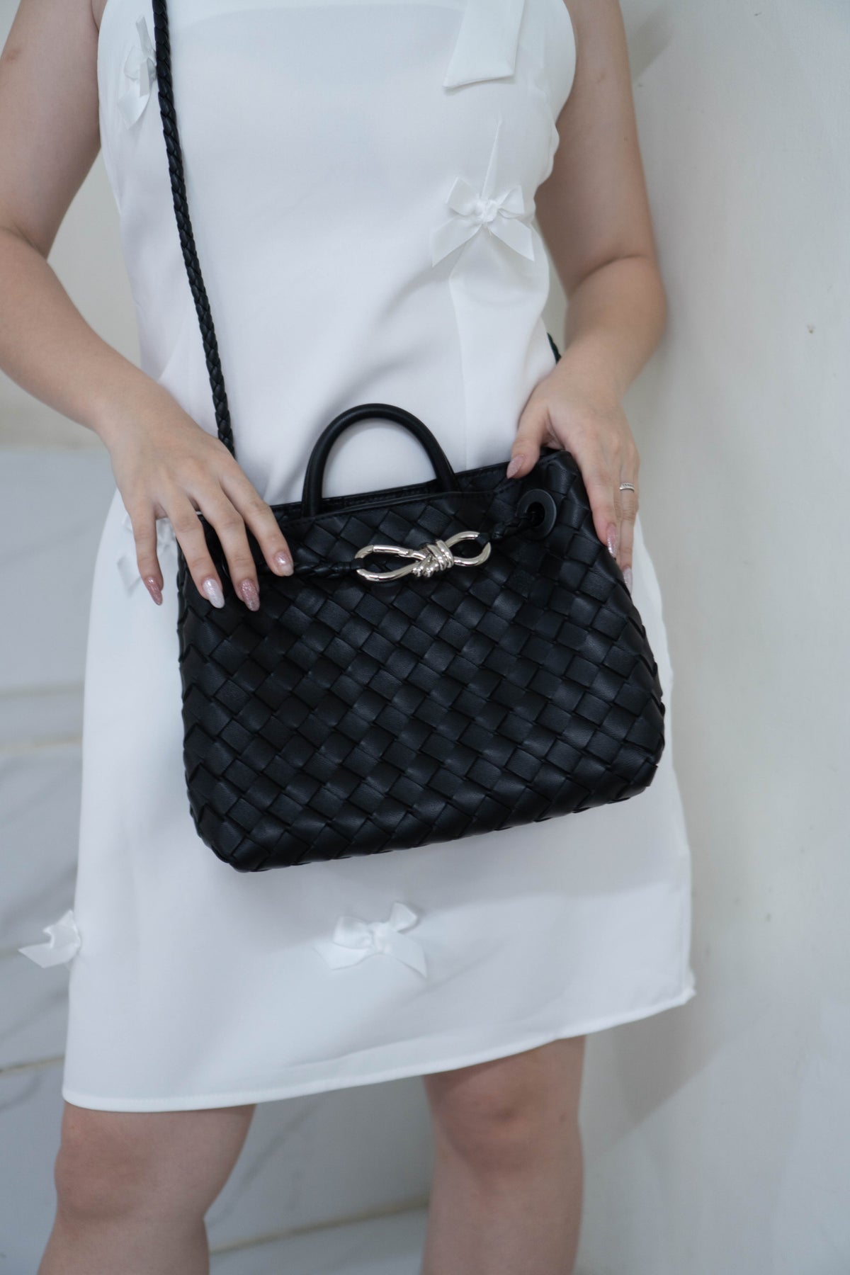 Andiamo Small Bag – Black Intrecciato Nappa Leather