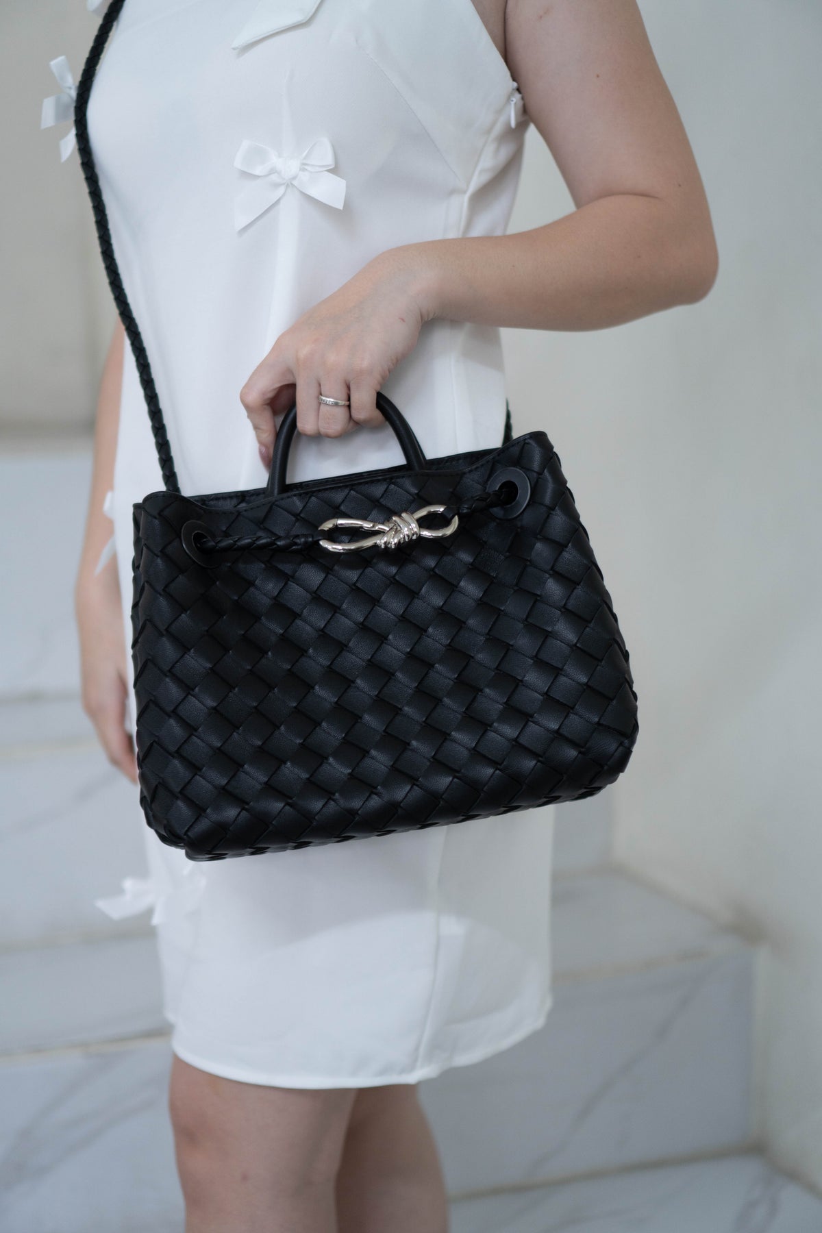 Andiamo Small Bag – Black Intrecciato Nappa Leather