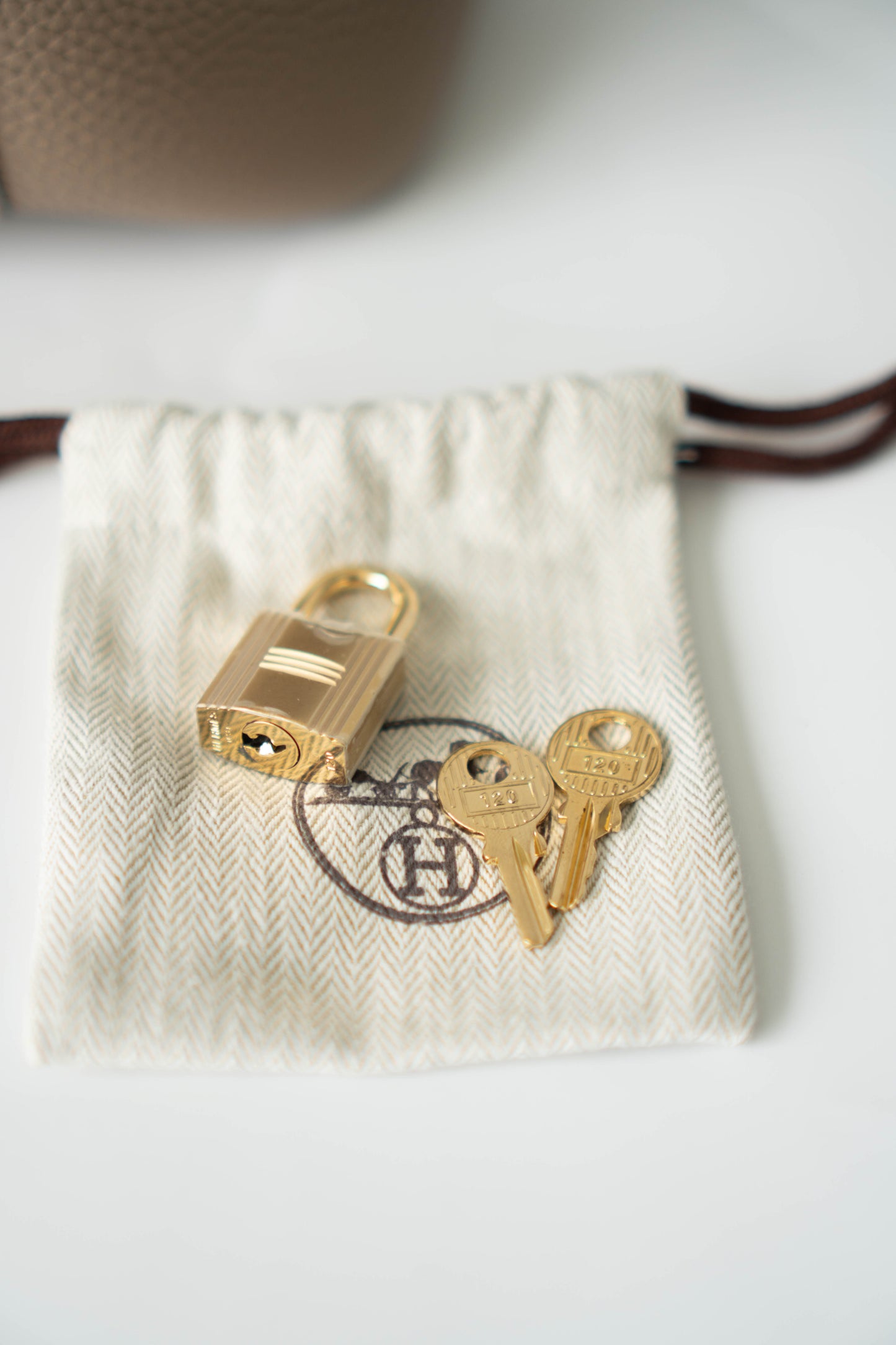 Pico 18 clemence in Gris Tourterelle with Gold Hardware
