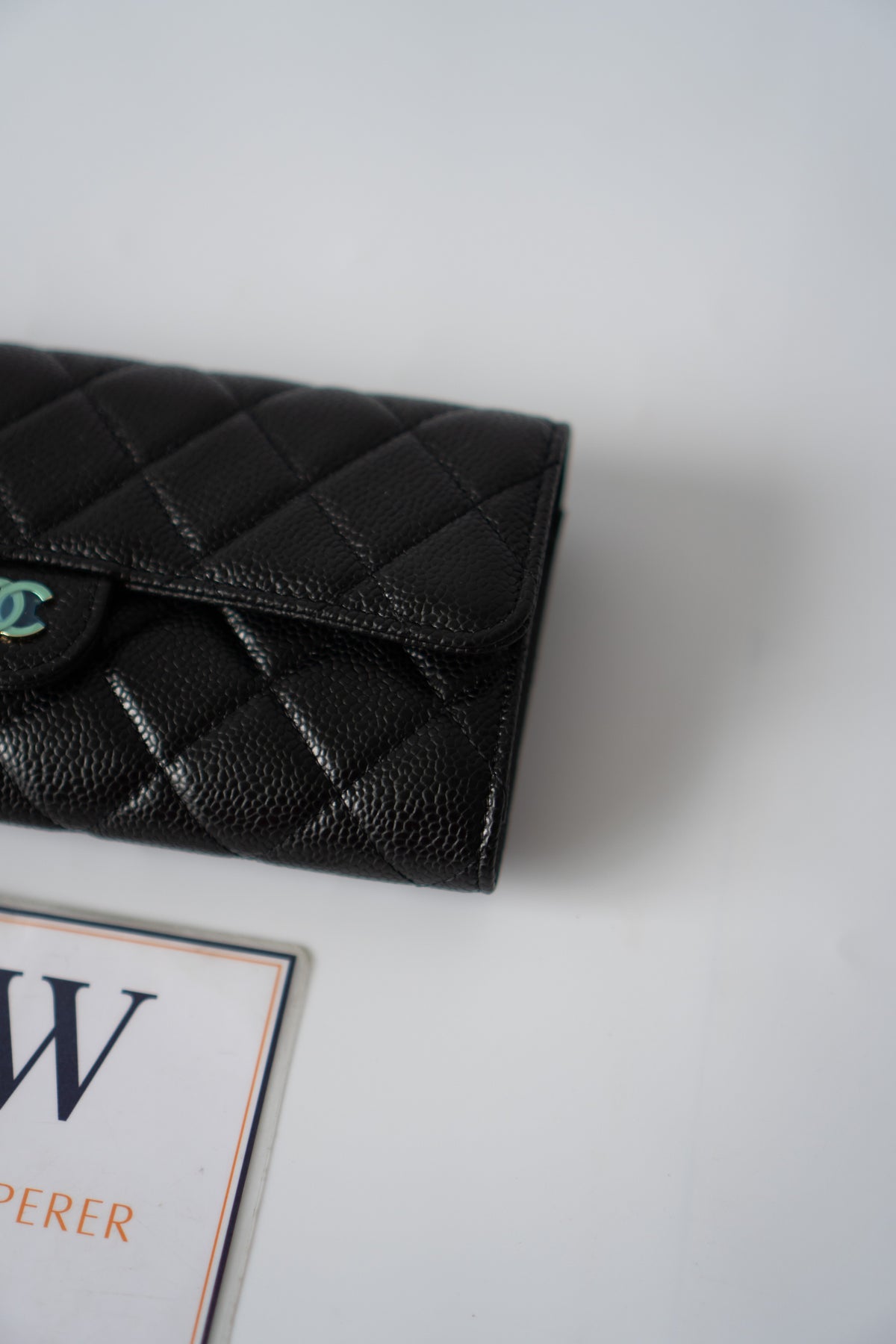 Classic Bi-Fold Wallet – Black Caviar with Gold Hardware
