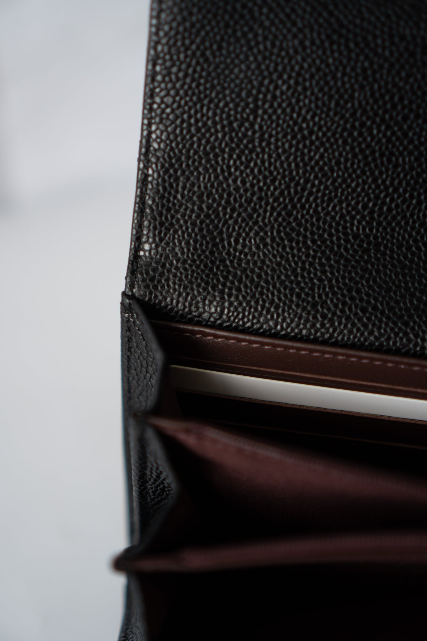 Classic Bi-Fold Wallet – Black Caviar with Gold Hardware