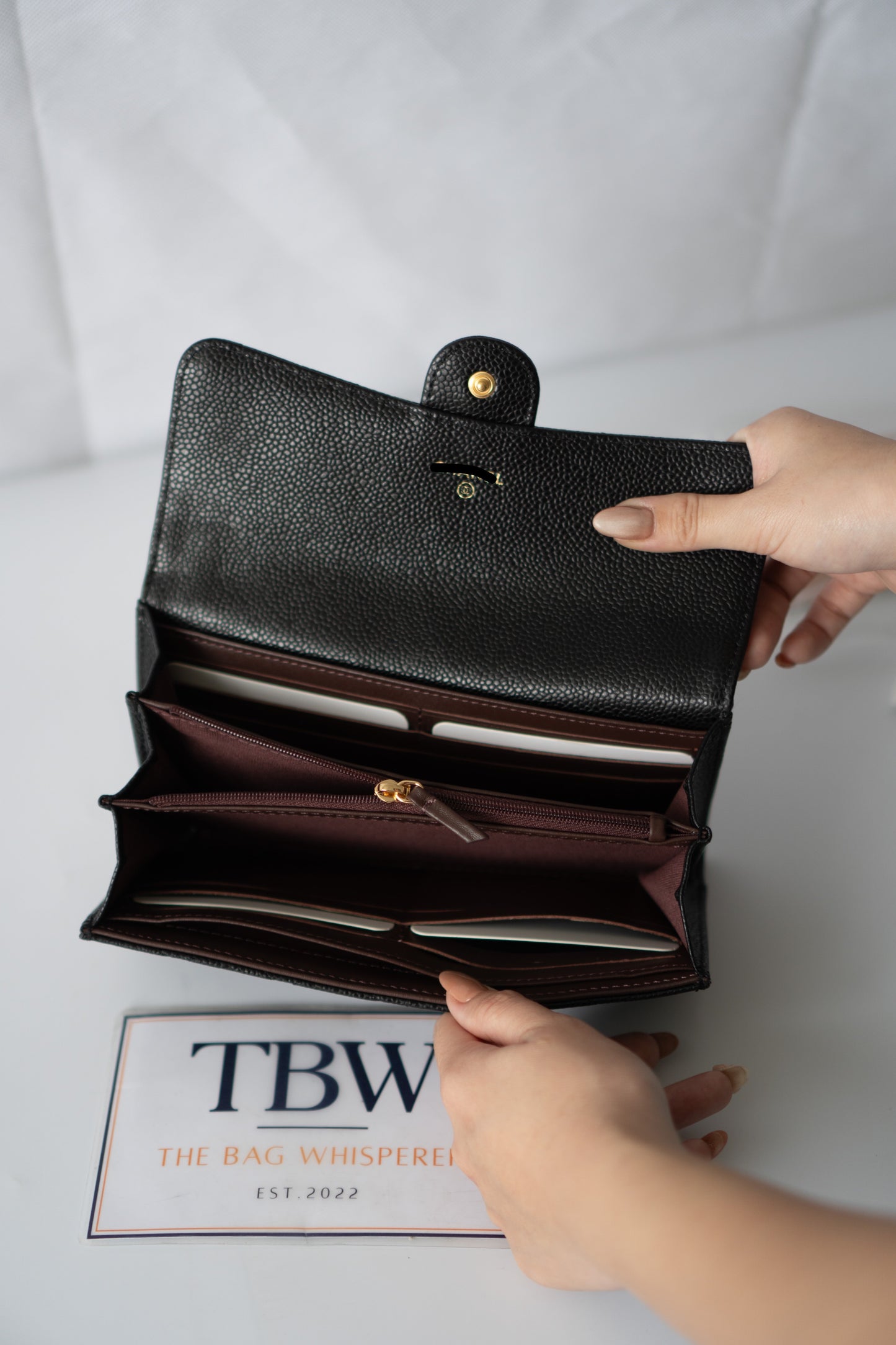 Classic Bi-Fold Wallet – Black Caviar with Gold Hardware