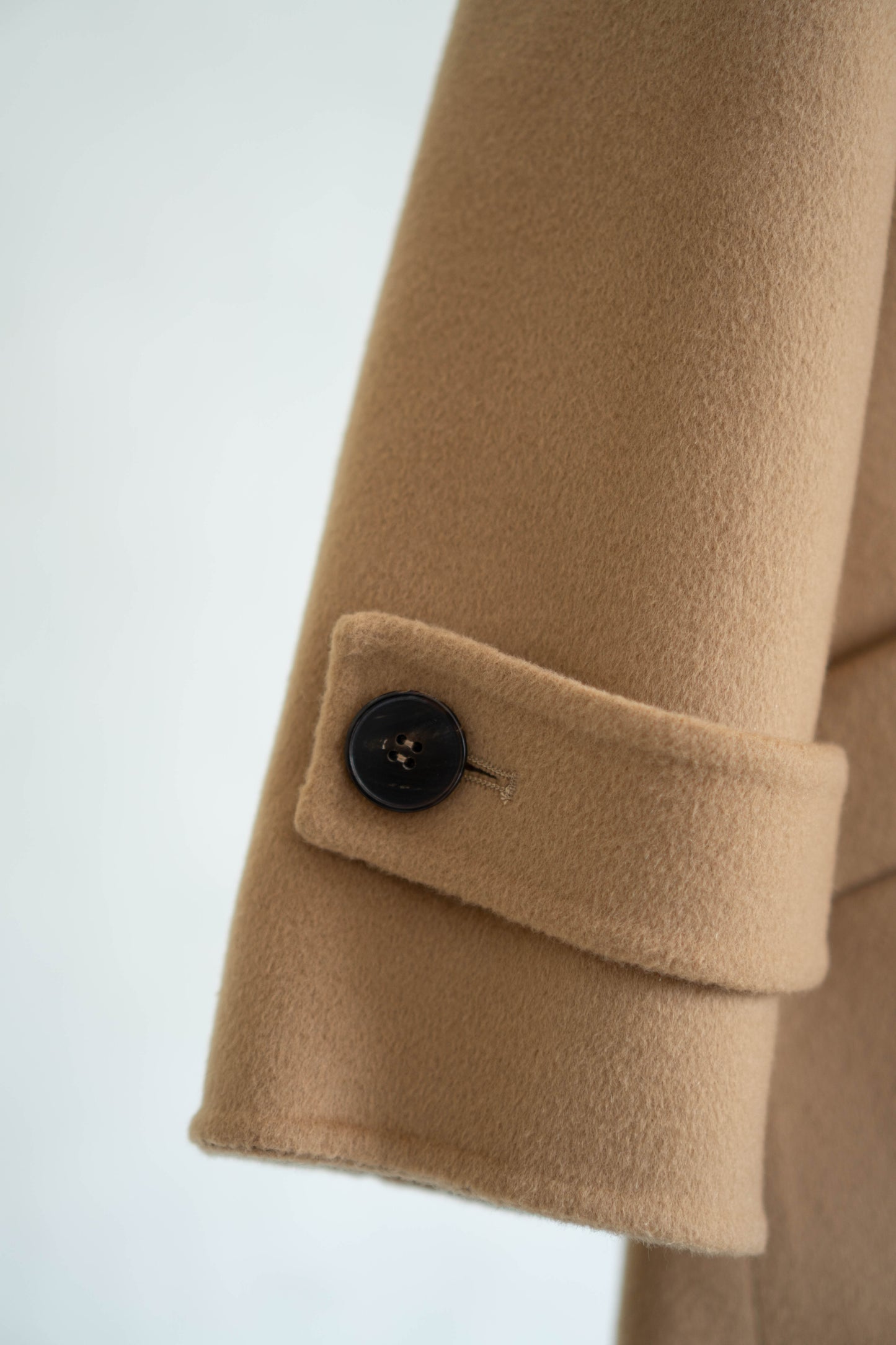 long camel-colored double-faced wool coat
