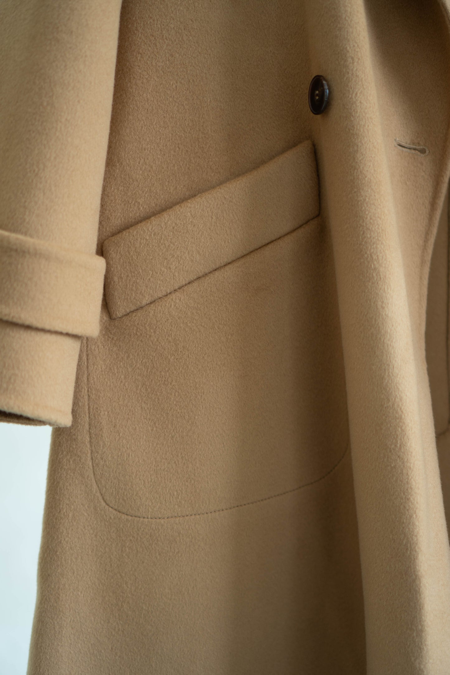 long camel-colored double-faced wool coat