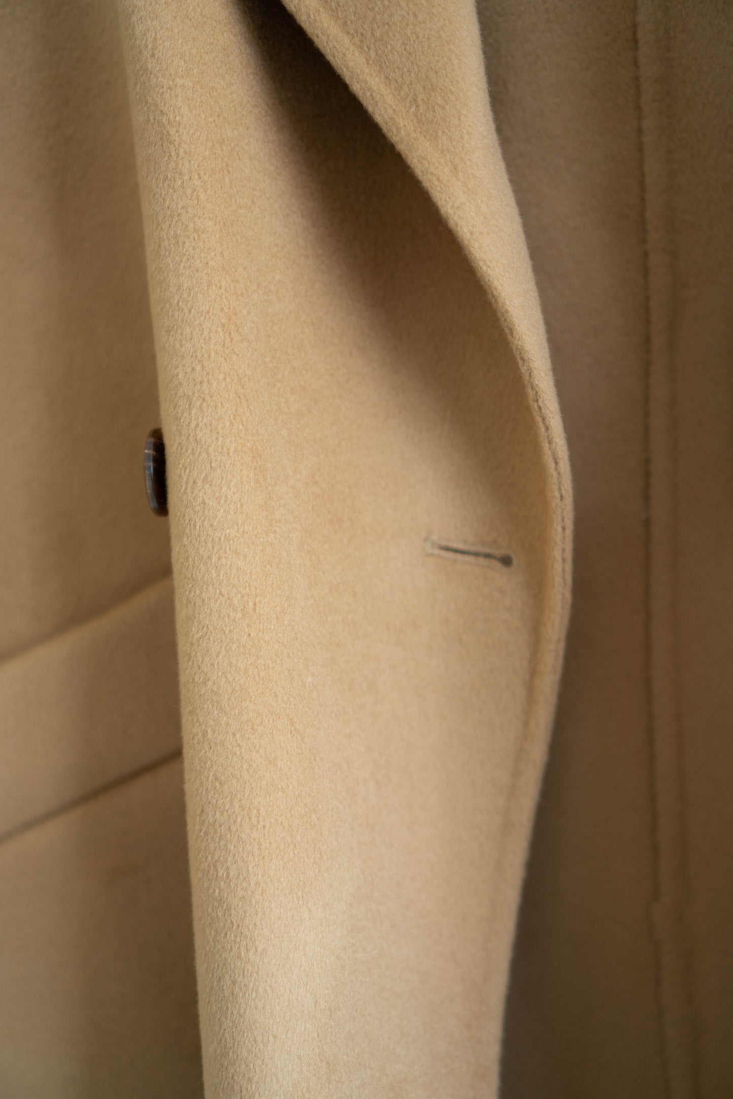 long camel-colored double-faced wool coat