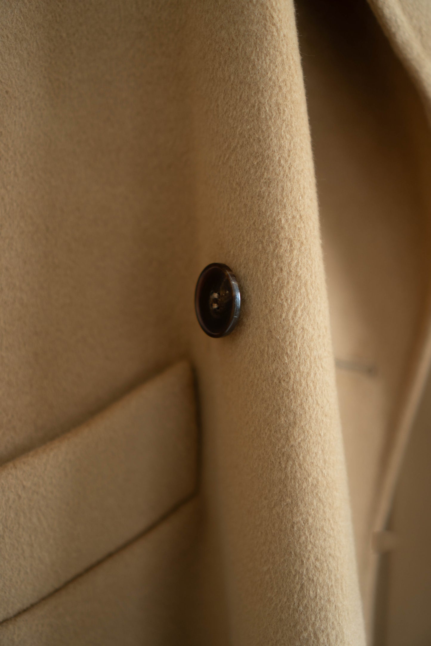 long camel-colored double-faced wool coat