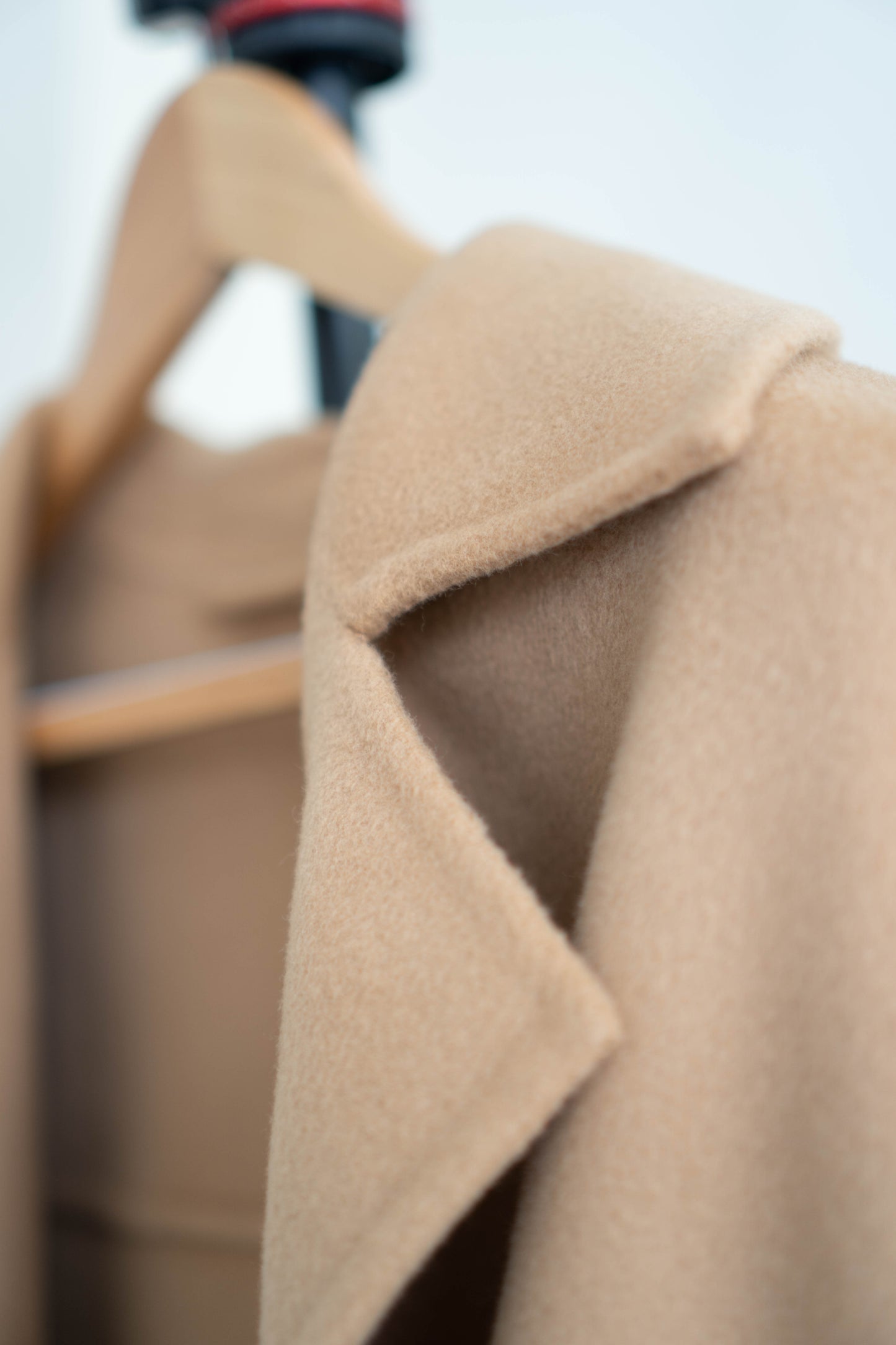 long camel-colored double-faced wool coat