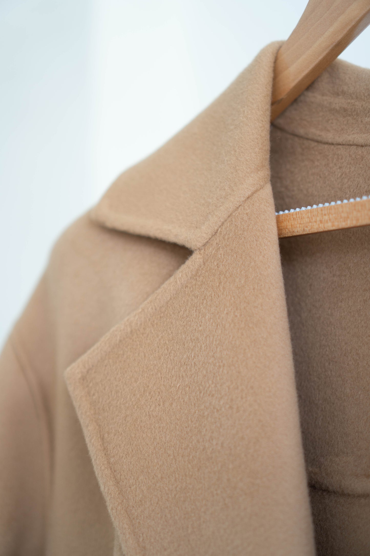 long camel-colored double-faced wool coat