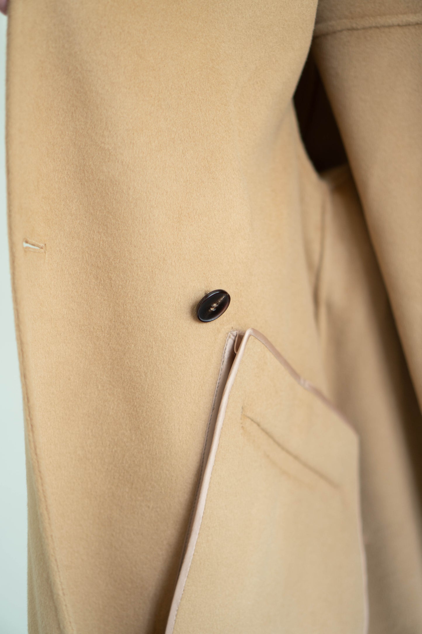 long camel-colored double-faced wool coat
