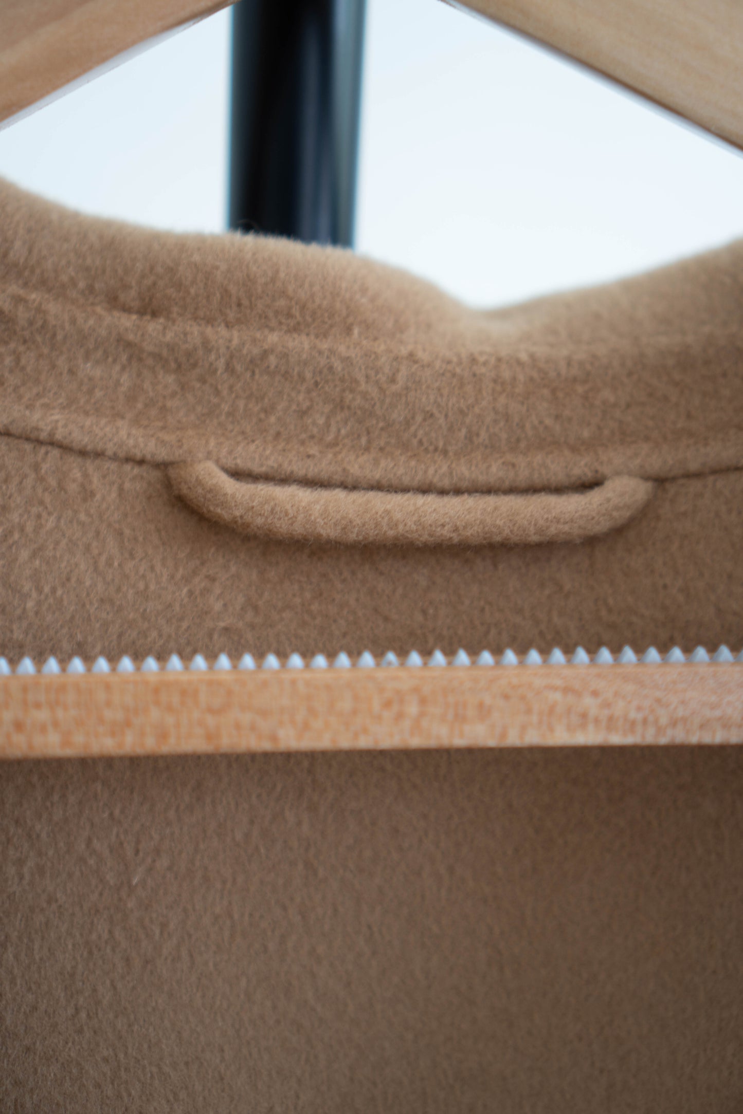 long camel-colored double-faced wool coat