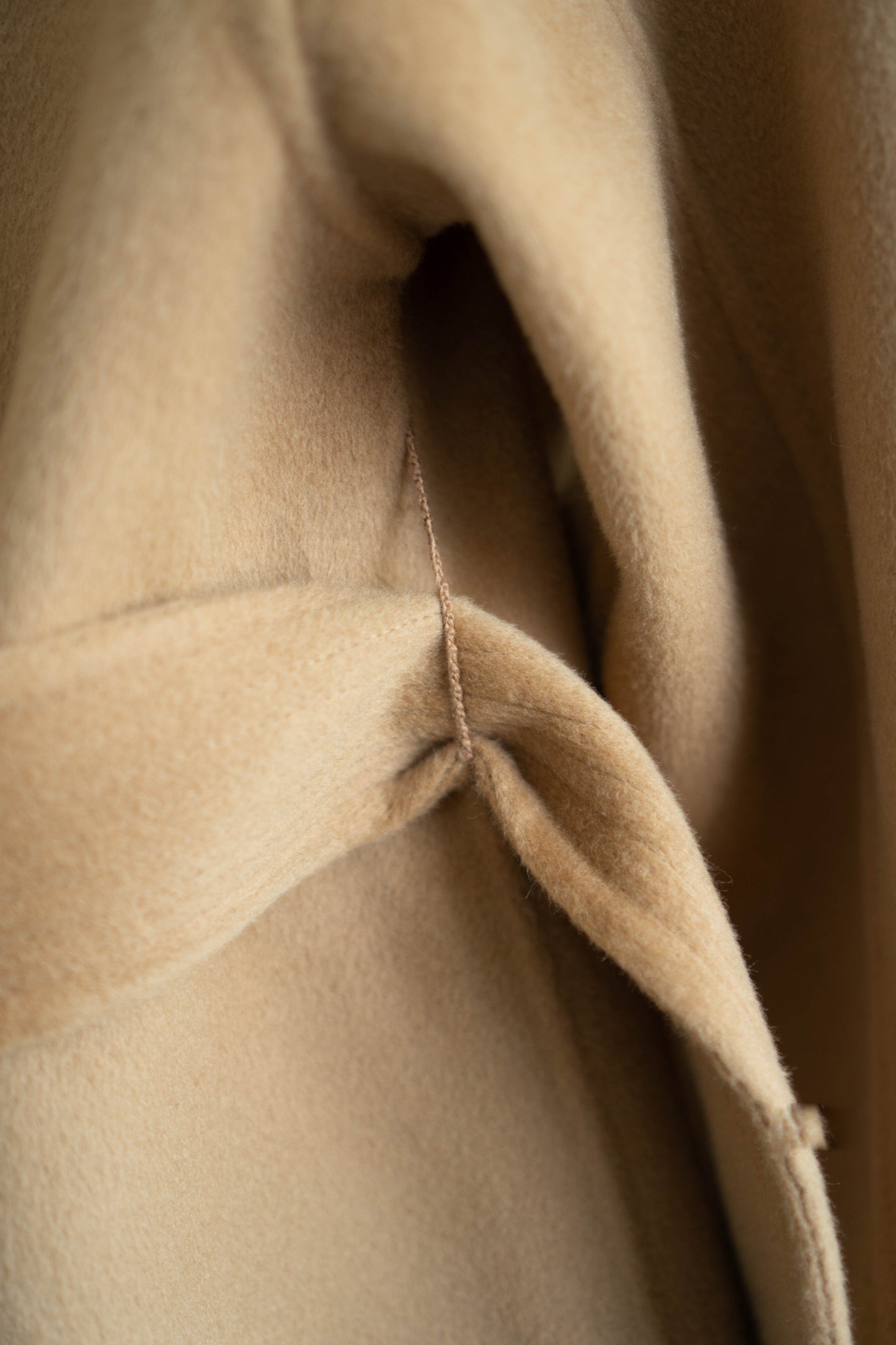 long camel-colored double-faced wool coat