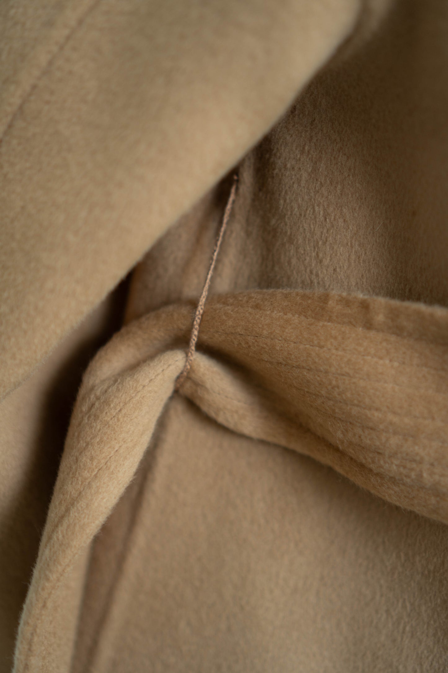 long camel-colored double-faced wool coat