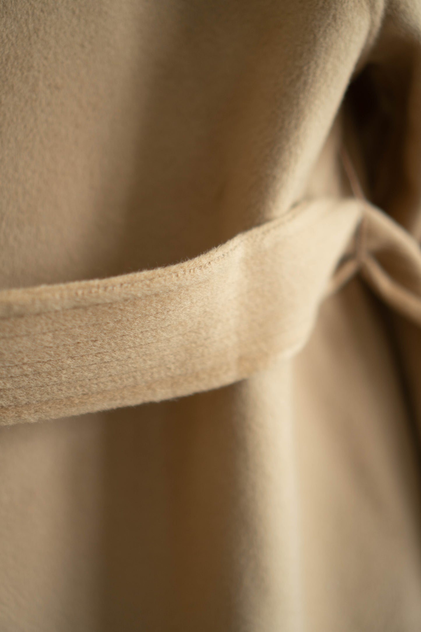 long camel-colored double-faced wool coat