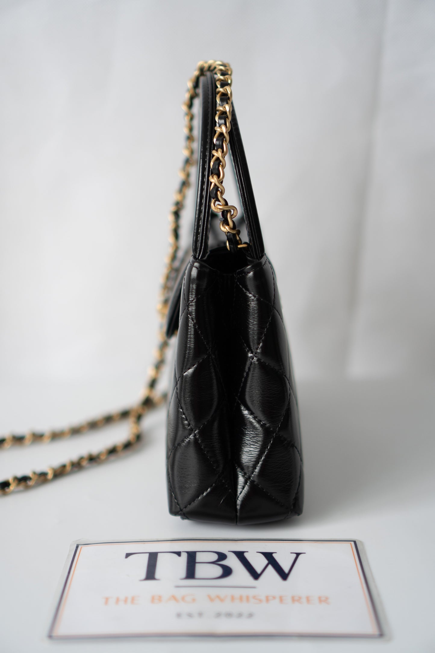 CC Kelly Quilted Top Handle Bag – Black Lambskin with Gold Hardware