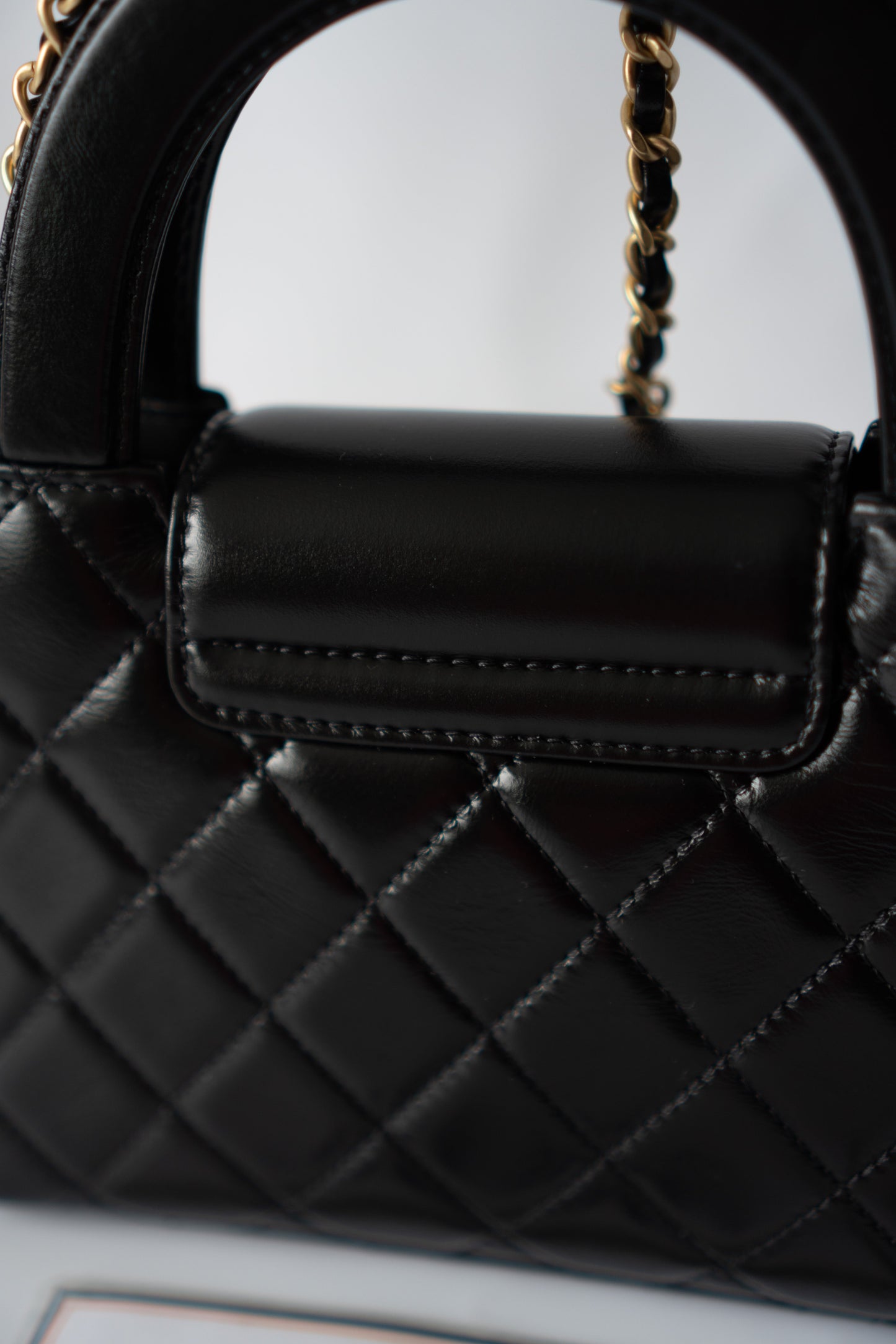 CC Kelly Quilted Top Handle Bag – Black Lambskin with Gold Hardware