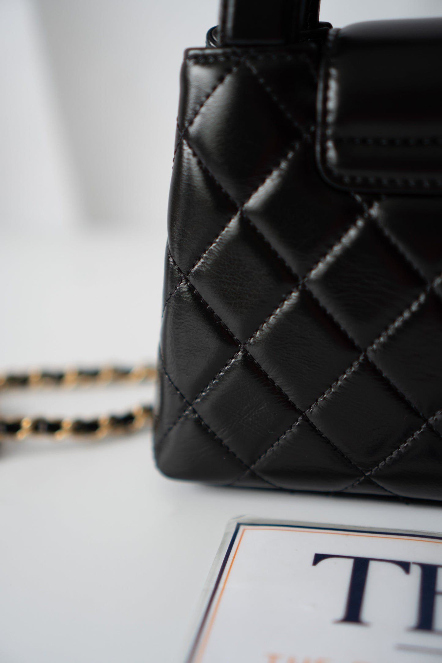 CC Kelly Quilted Top Handle Bag – Black Lambskin with Gold Hardware