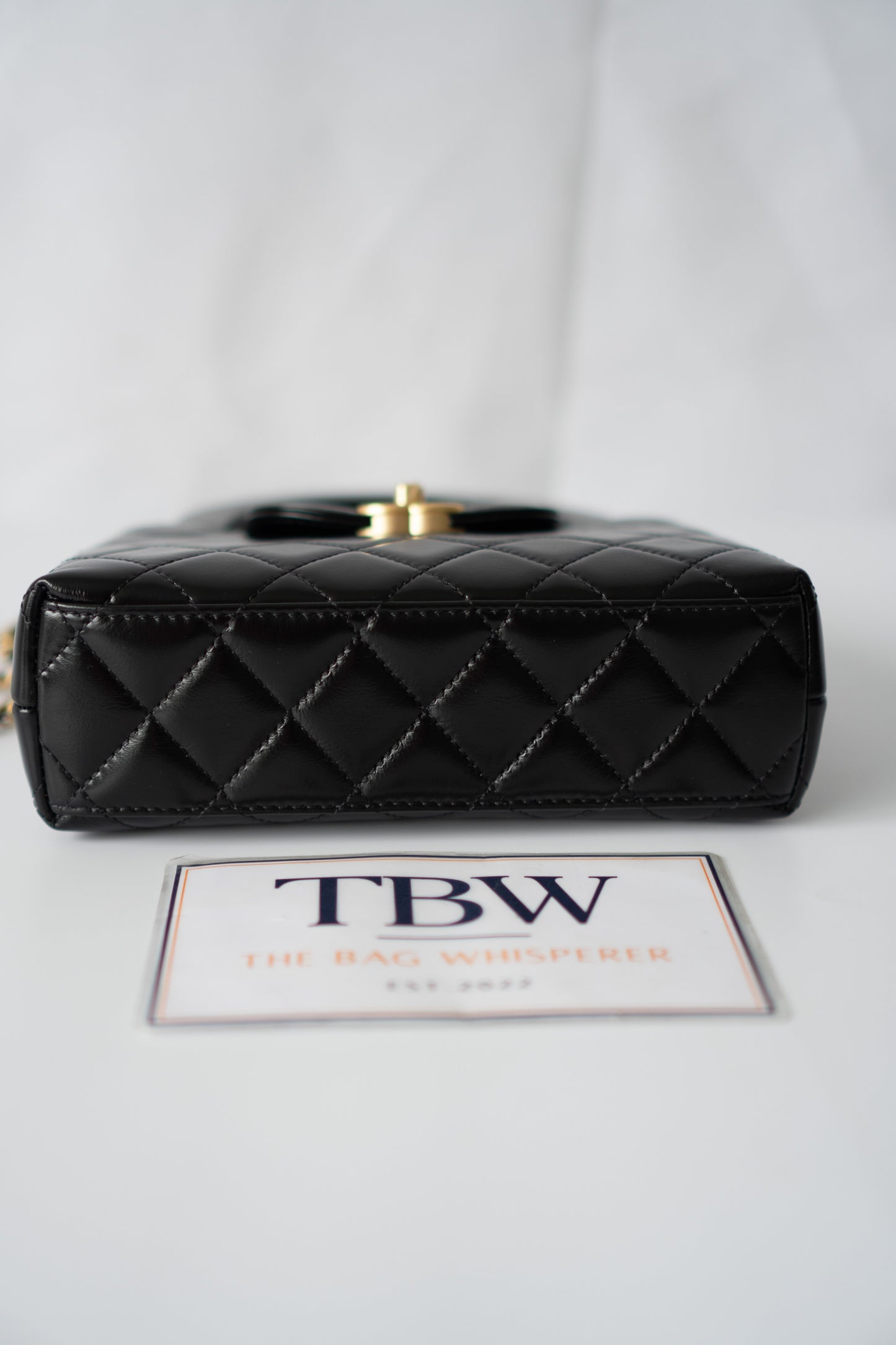 CC Kelly Quilted Top Handle Bag – Black Lambskin with Gold Hardware