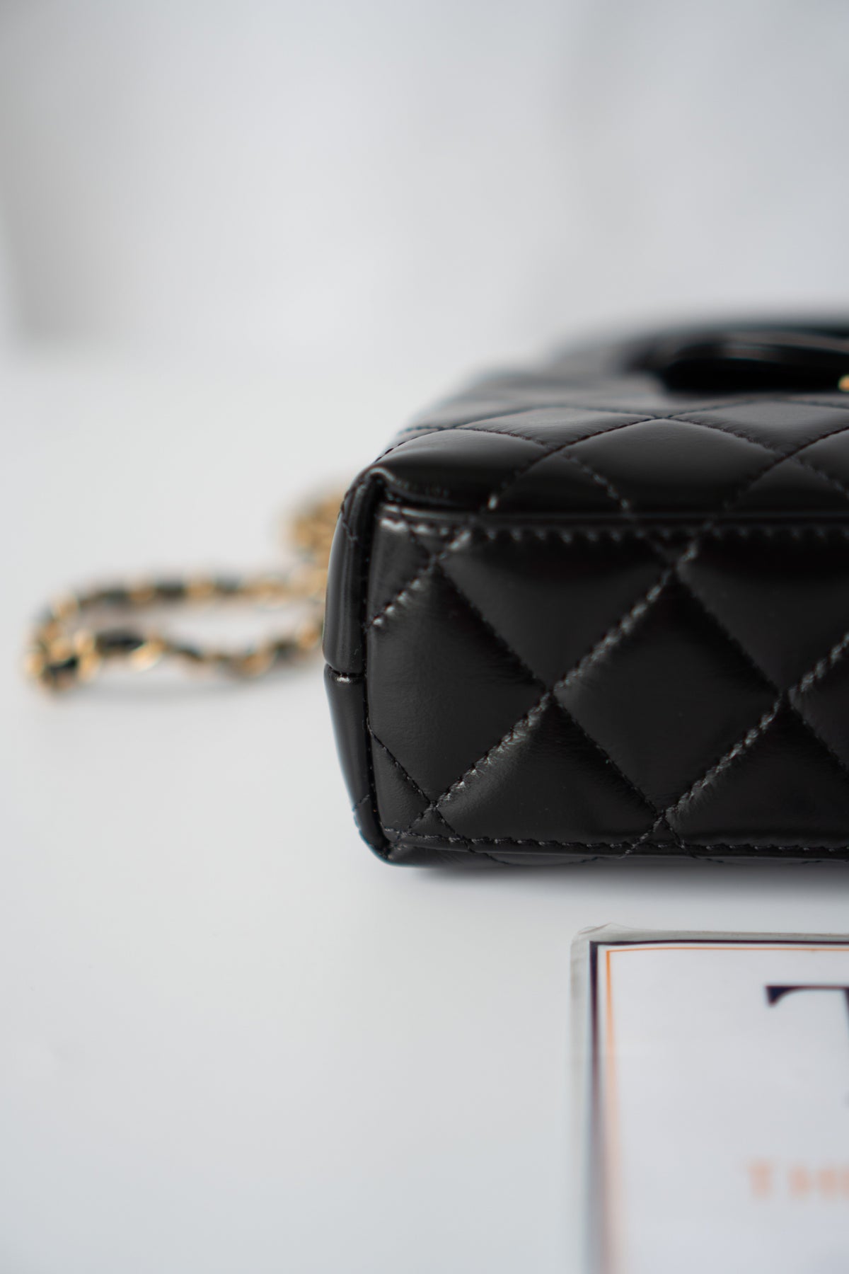 CC Kelly Quilted Top Handle Bag – Black Lambskin with Gold Hardware
