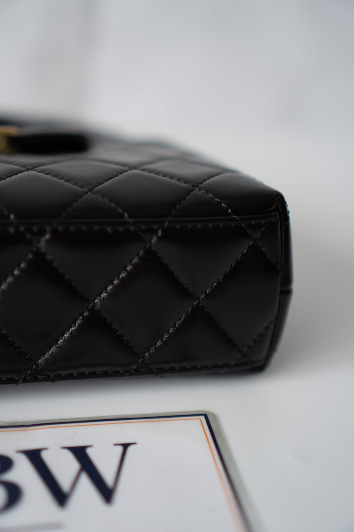 CC Kelly Quilted Top Handle Bag – Black Lambskin with Gold Hardware