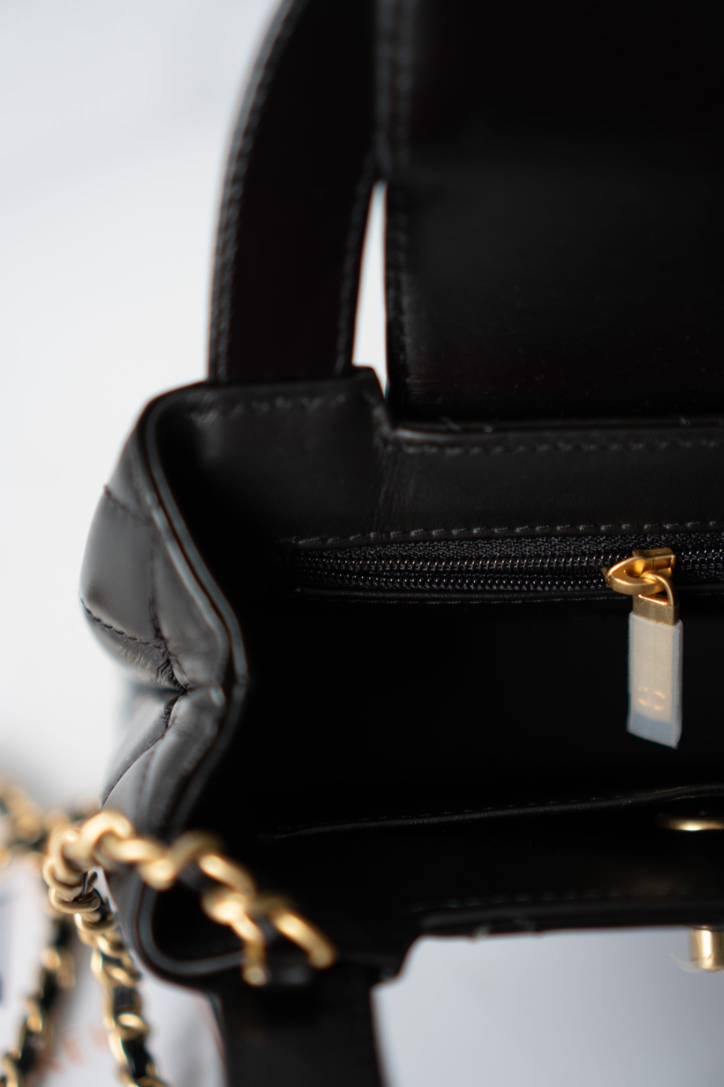 CC Kelly Quilted Top Handle Bag – Black Lambskin with Gold Hardware
