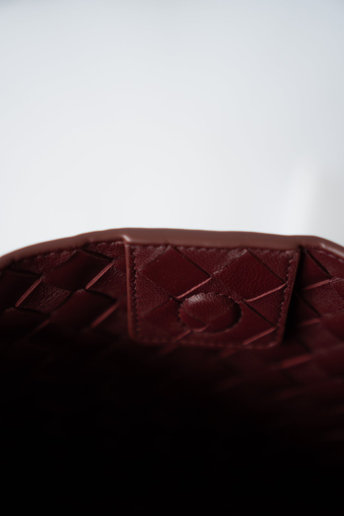 Small Woven Top Handle Bag – Burgundy Nappa Leather  Details: