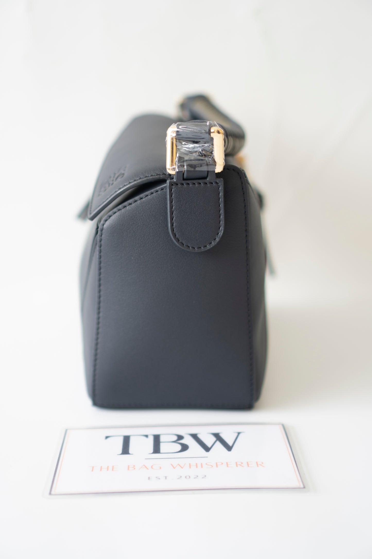 Puzzle Bag with Woven Top Handle in Dark Ink / Dark Khaki